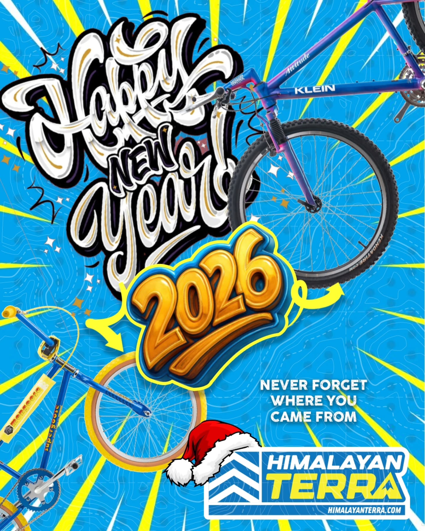 20 + 26 = 2026. From BMX streets to mountain peaks, ride further and ride higher in 2026. Happy New Year from the Himalayas!
Join our Mountain Biking adventures in the Himalayas and make your 2026 unforgettable. - www.himalayanterra.com
#HimalayanTerra #happytrails #2026 #neverforgetwhereyoucamefrom #adventureawaits
