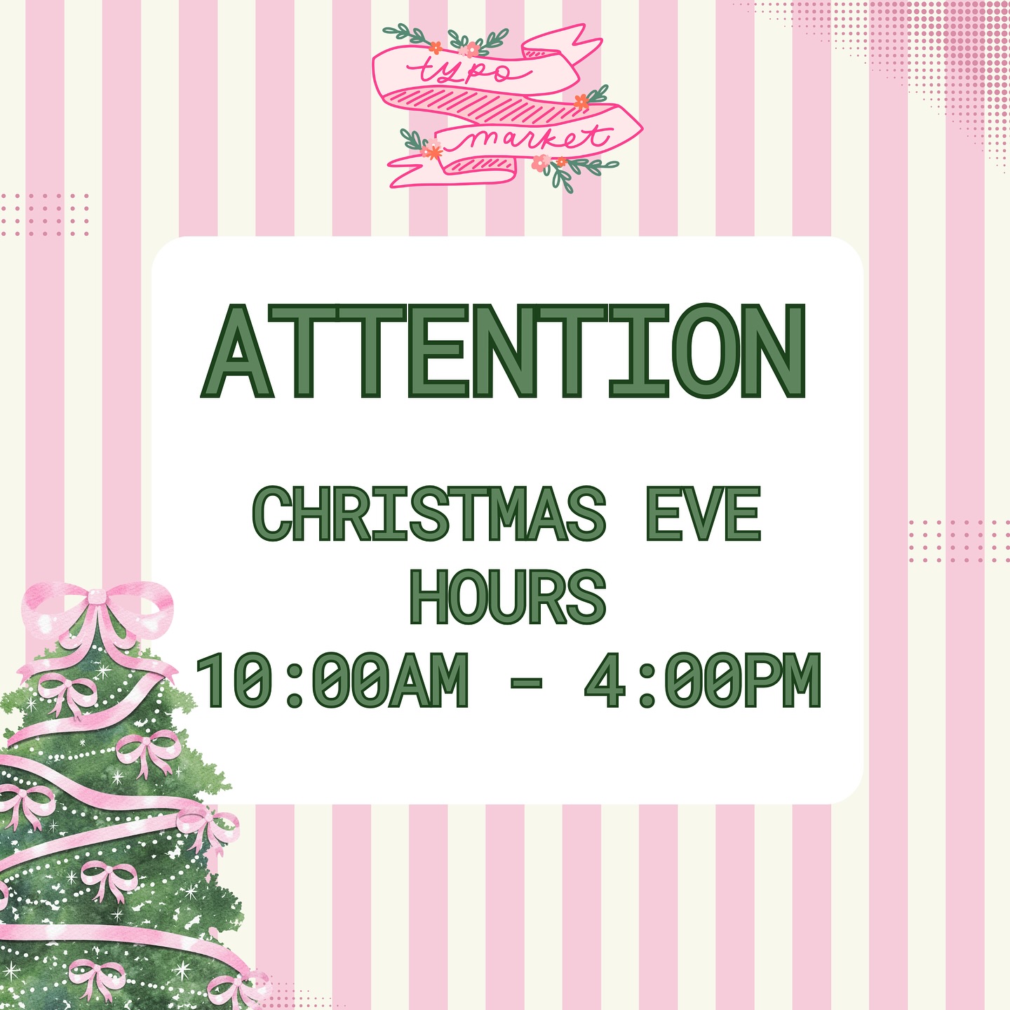 🎄 We’re OPEN on Christmas Eve! 🎄
Hours: 10 AM – 4 PM
Stop by for your last-minute goodies! 💗