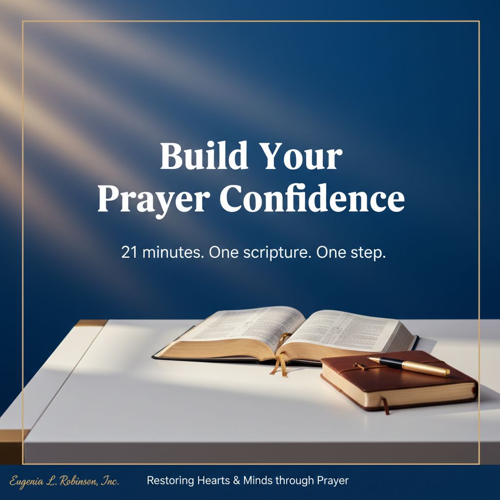 Build your prayer confidence—one small step at a time.
If prayer has felt “dry” or inconsistent lately, try this simple reset today:
1) Choose ONE scripture (start with Philippians 4:6–7)
2) Set a timer for 21 minutes
3) Pray it back to God + write one takeaway
You don’t need perfect words. You need presence.
Comment “ELEVATE” and I’ll reply with a quick 21-minute prayer prompt you can use today.
Restoring Hearts & Minds through Prayer,
Dr. Eugenia L. Robinson-Lobban
www.eugenialrobinson.com