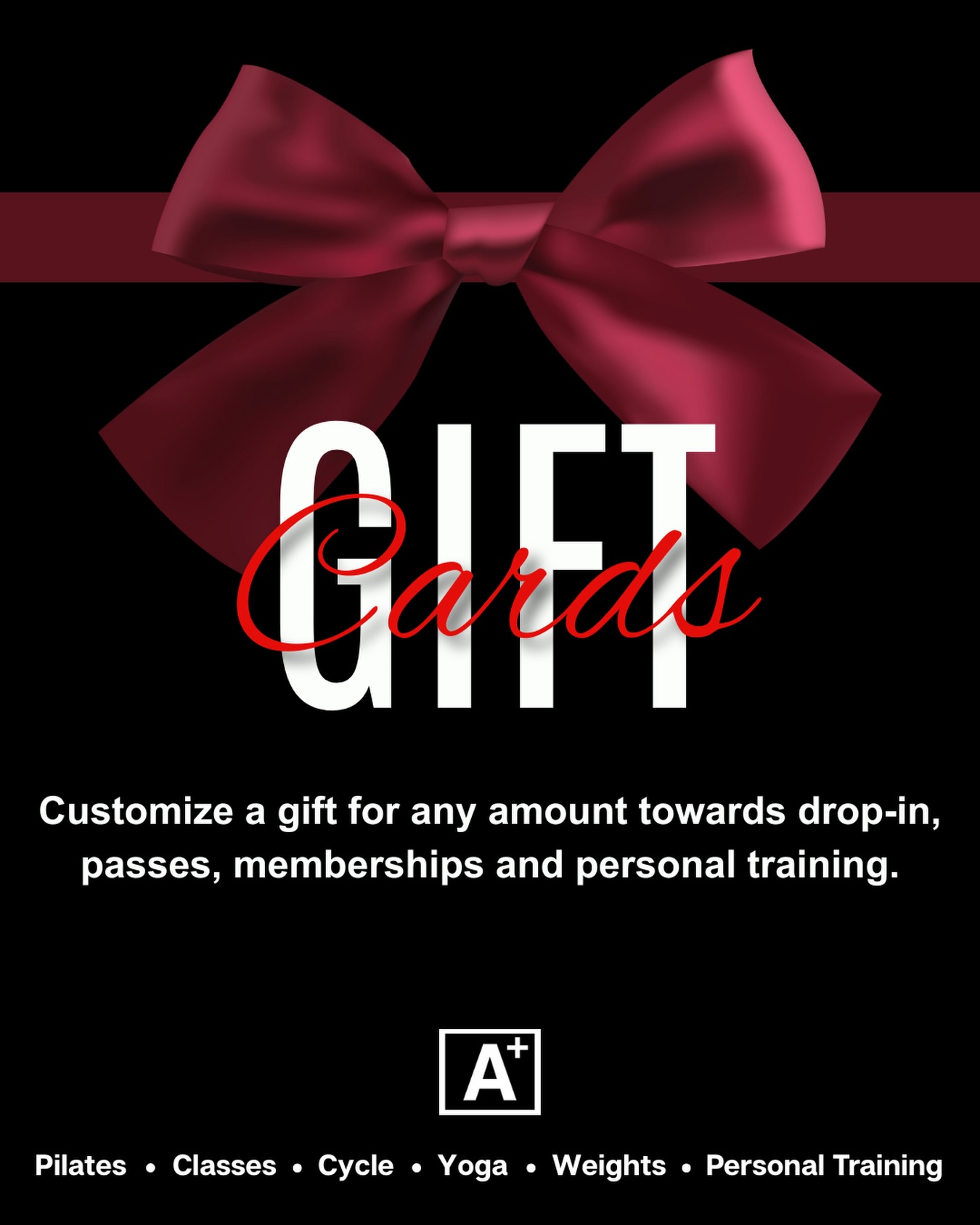 Give your loved ones the gift of health, strength, and wellness with a customizable fitness gift card.
Choose any amount towards:
- Personal Training Sessions
- Gym Memberships
- Drop-in & Passes
A fitness gift card lets them choose exactly what they need to best help them on their fitness journey.
#yycfitness #yycfit #yycfitfam #calgaryfitness #calgaryfit