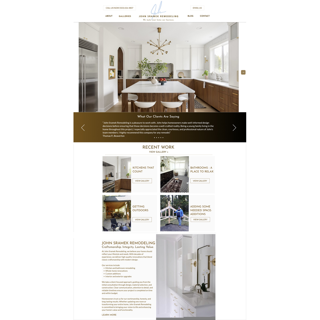 New Site Launch!
We’re excited to unveil the redesigned website for @johnsramekremodeling a trusted home renovation expert, featured on HGTV’s New Spaces, and a respected Oregon business known for quality craftsmanship.
It was an honor to redesign John’s site, and we’re looking forward to our continued collaboration into 2026 and beyond.
Explore the new site https://www.jsremodel.com/
#PetiteTaway #HomeRenovationExpert #OregonBusiness #HGTV #ClientLove