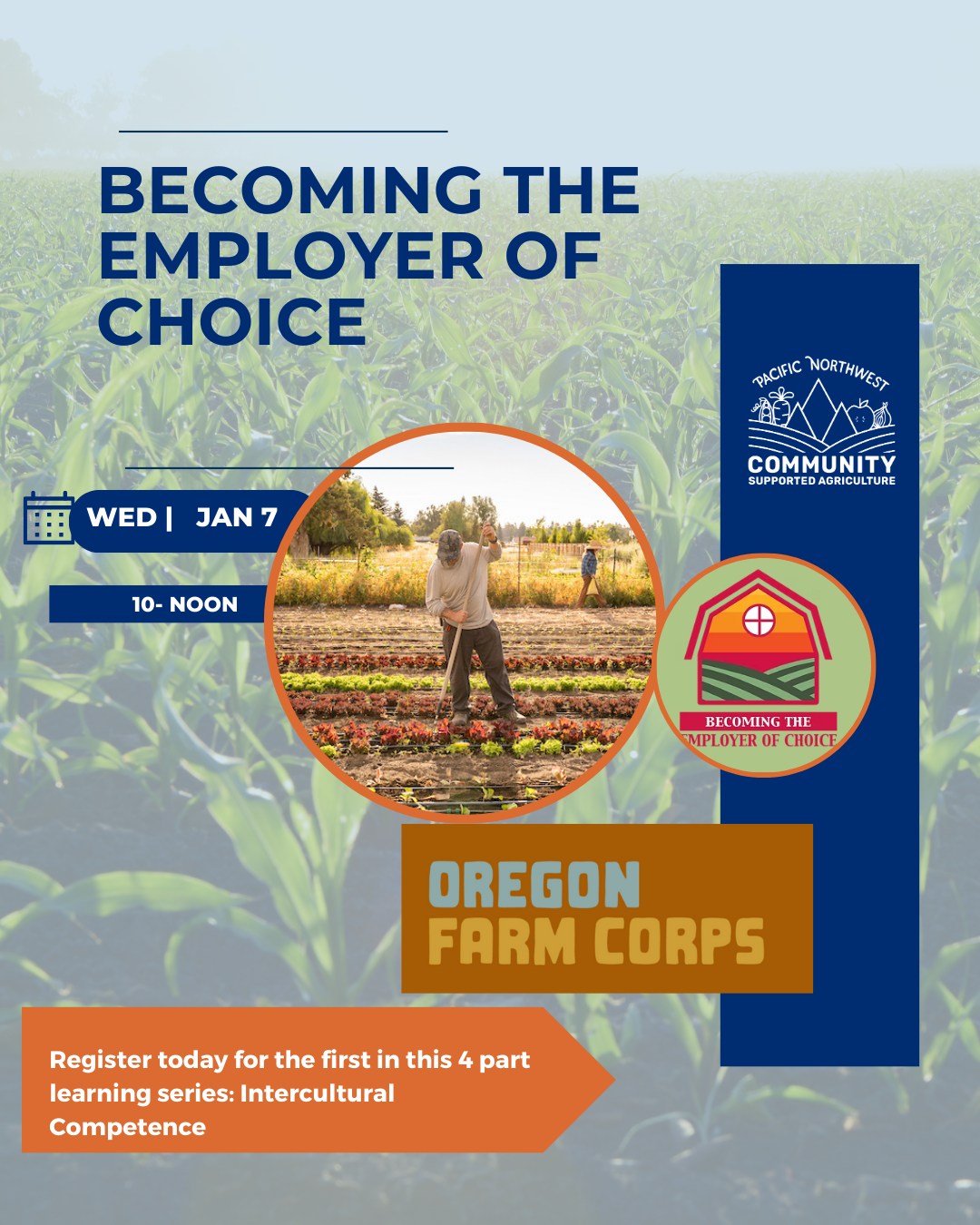 Farmers, we’re bringing back the Becoming the Employer of Choice series this January.
We’re kicking off the 2026 series with Building Intercultural Competence as Farm Employers
📅 January 7 | ⏰ 10–12 PM PST | 💻 Zoom
If you hire, supervise, or work alongside employees, this session is for you. Communicating across differences can be tricky, even with the best intentions. This training looks at common missteps and offers practical ways to build clearer, more respectful communication on your farm.
This is Session 1 of a 4-part, farmer-led series.
Pricing:
🌱 Oregon Farm Corps Host Farmers: Free
🌱 BIPOC Farmers: Free
🌱 PNWCSA Members: $5
Practical tools. Peer-to-peer discussion. Built by farmers, for farmers.
👉 Registration is open link in Linktree.