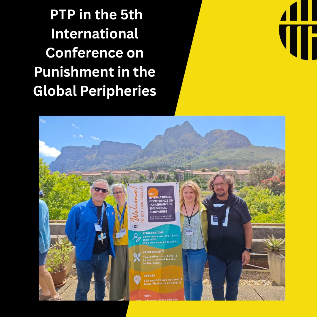 📢🌍 5th International Conference on Punishment in the Global Peripheries
Del 11 al 13 de diciembre de 2025, se realizó en Ciudad del Cabo, Sudáfrica, la Quinta Conferencia Internacional “Punishment in Global Peripheries”, con sede en la University of Cape Town.
Por primera vez, este importante encuentro académico tuvo lugar en el continente africano, continuando con la tradición de rotar la sede alrededor del mundo 🌐. La conferencia fue coorganizada por el Centre of Criminology de la Faculty of Law (UCT) y ECRIM de la Universidad de A Coruña, junto a las instituciones académicas fundadoras.
🎓 Participación del PTP
En esta edición participaron los/as investigadores/as del PTP:
👉 Ana Ballesteros Pena
👉 Hollis Moore
👉 Máximo Sozzo
👉 José Brandariz
Un espacio clave para el debate y el intercambio sobre castigo, justicia y desigualdades en las periferias globales.
__________
📢🌍 5th International Conference on Punishment in the Global Peripheries
From 11 to 13 December 2025, the Fifth International Conference “Punishment in Global Peripheries” took place in Cape Town, South Africa, hosted by the University of Cape Town.
For the first time, the conference was held on the African continent, continuing its tradition of rotating venues across the globe 🌍. The event was co-hosted by the Centre of Criminology, Faculty of Law (UCT) and ECRIM at the University of A Coruña, together with the founding academic institutions.
🎓 PTP participation
The following PTP researchers took part in the conference:
👉 Ana Ballesteros Pena
👉 Hollis Moore
👉 Máximo Sozzo
👉 José Brandariz
A key space for dialogue and exchange on punishment, justice, and inequalities in global peripheries.
_________________________
📢🌍 5e Conférence internationale sur la punition dans les périphéries globales
Du 11 au 13 décembre 2025, la Cinquième Conférence internationale “Punishment in Global Peripheries” s’est tenue au Cap, en Afrique du Sud, à l’Université du Cap (University of Cape Town).
Pour la première fois, la conférence a eu lieu sur le continent africain, poursuivant ainsi la tradition de faire circuler l’événement à travers le monde 🌍.