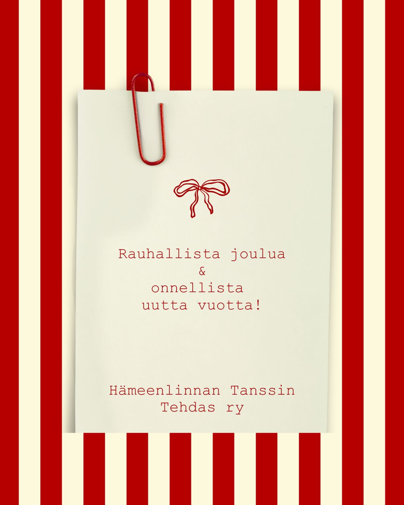 Toivotamme levollista joulun aikaa! 🎄✨
Olkoon tuleva vuosi täynnä iloisia kohtaamisia, rauhaa, rakkautta ja tanssia! 🥰
Ps. Treenirinki jatkuu jälleen tammikuussa, pysyhän kuulolla.