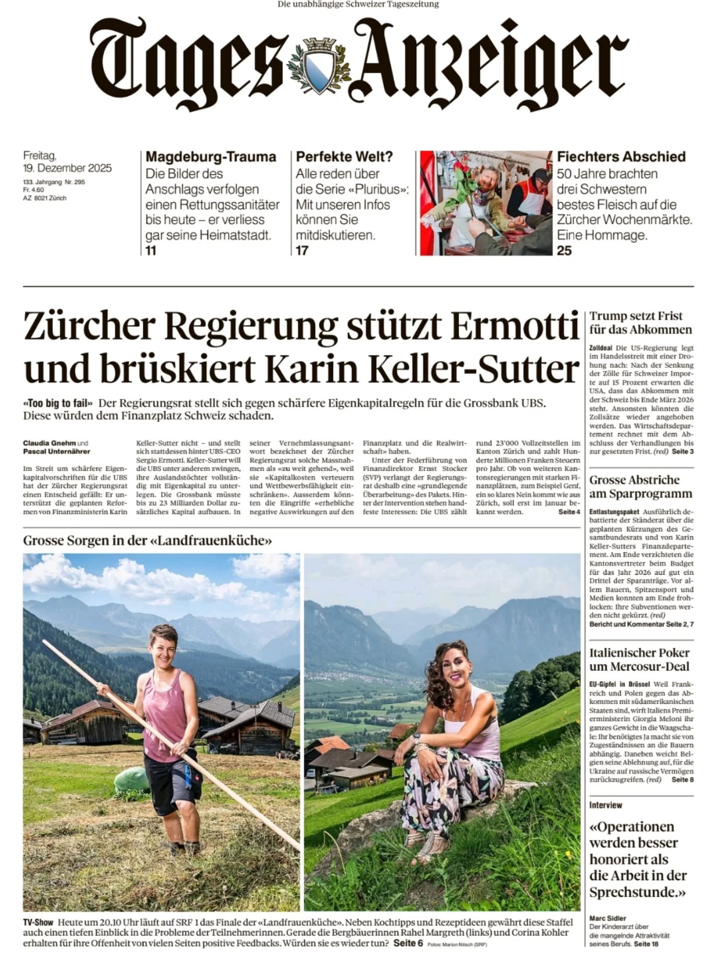 Die Berg-B Ä U E R I N N E N🌱
Ein wirklich guter Bericht im #tagesanzeiger über die #Landfrauenküche2025 anlässlich des Finales vom Freitag 19.12.2025.
Ein Dank an die Redakteurin Chris Winterler für das gute Gespräch und den Bericht über uns Rahel Margreth @biohof_rofel und Corina Kohler @corina_bergangus.ch
Wir alle führen das Leben, welches wir uns schon immer erträumt haben💛
Das Leben als Bergbauern-Familie ist schön, bunt und lebenswert... wir leben ganz bewusst mit den Jahreszeiten und sehen Tag für Tag die kleinen und grossen Wunder.
Es gibt aber auch Zeiten, in denen uns Frauen viel abverlant wird, die Ehe im Prüfstand steht und gleichzeitig zum wichtigsten Anker wird.
Die einen haben die stürmischen Jahre hinter sich, die anderen vieleicht noch vor sich und andere stehen mitten im Sturm des Lebens.
Und doch bin ich mir ganz sicher, wir führen genau das Leben was für uns bestimmt ist. Wir sind stolz auf das was wir sind, auf unsere Familie und das Leben das wir selbstbestimmt führen dürfen. Es ist nicht nur Bürde, es ist vor allem ein Privileg...
...Bäuerin zu sein, mit viel Herzblut und Liebe zum Leben💛
Liebe Grüße
Rahel 💛
#rahelmitliebezumleben #bäuerinausleidenschaft #bäuerin