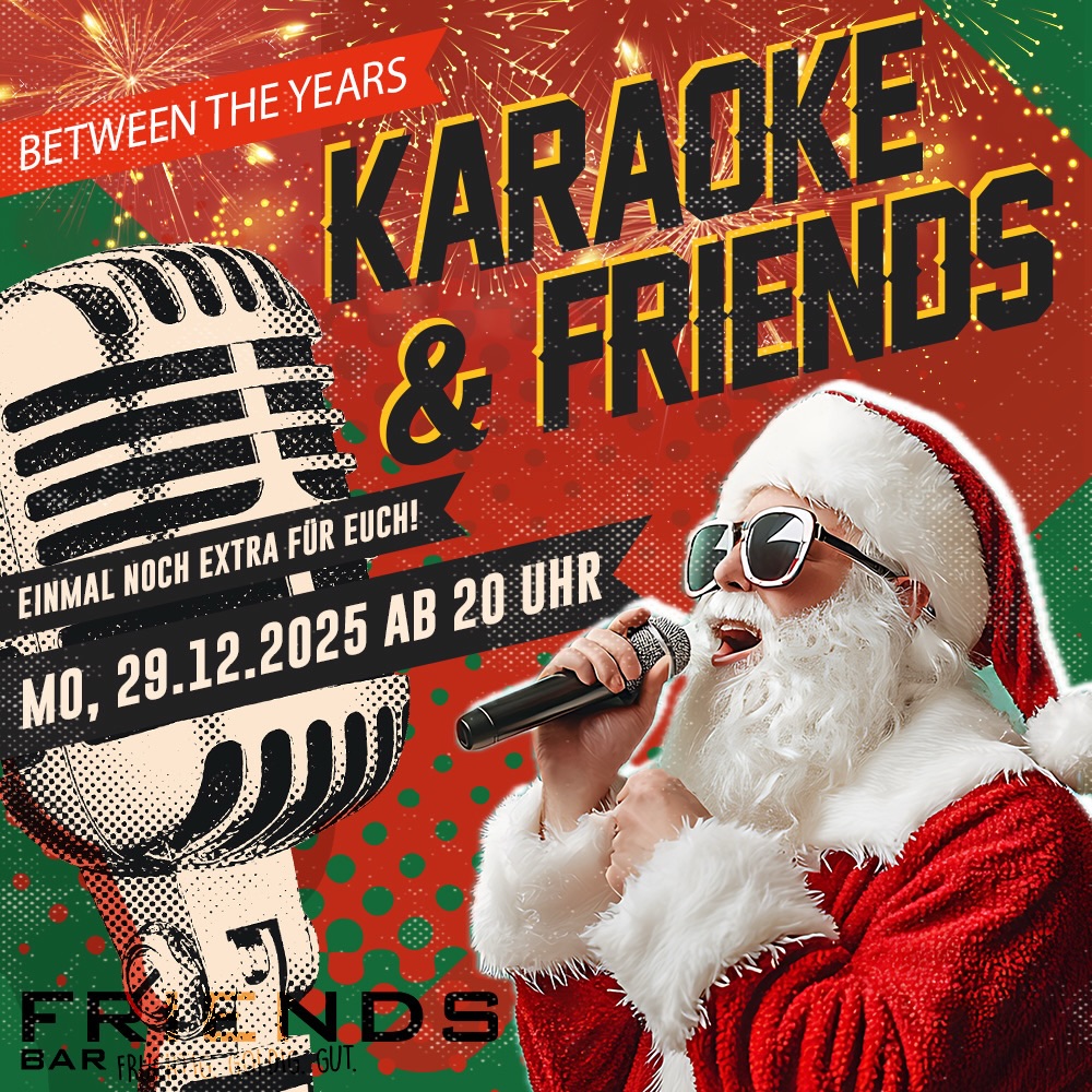 Viel besser als gestrickte Socken von Oma unterm Baum!
🎤 Extra-Karaoke zwischen den Jahren! Am MO, 29.12.25, 20 Uhr! Ja, ein Montag!
🪑Reservieren geht ab sofort über die bekannten Wege.
🍾 Außerdem laden wir alle auf ein Verdauungsjägermeisterchen nach den harten Weihnachtstagen ein. So lassen sich die Kalorien besser absingen. 🎁
Drei Wochen ohne Karaoke wäre auch viel zu viel, oder?
#karaoke #extra #extraday #betweentheyears #zwischendenjahren #friendsbar #friendsbar #singing