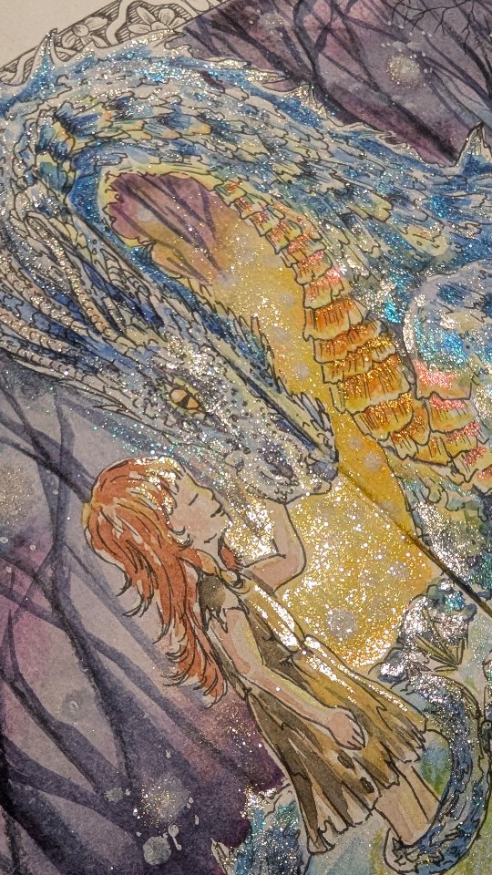 Dieses Bild gehört zu einem Märchen ✨
Ich wollte sehen, wie viel Stimmung man allein mit Licht, Farbe
und ein bisschen Glitzer erzählen kann.
Manche Motive funktionieren nicht laut,
sondern leise – und genau das liebe ich daran.
#illustration
#fantasyart
#skizzenbuch
#myownartology
#dragonart