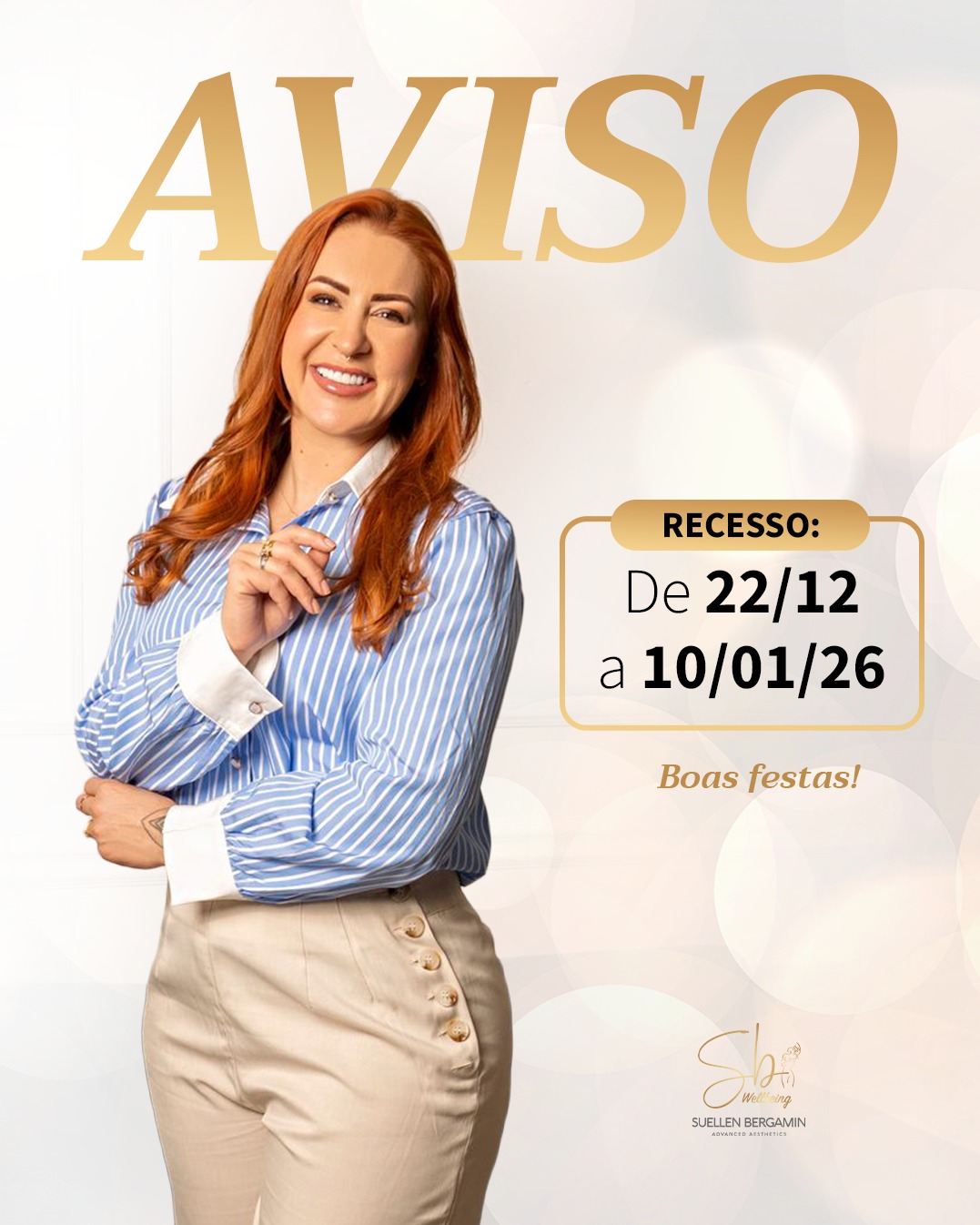 Hora de descansar... 🥰💖
Informo que estarei em recesso do dia 22/12 ao dia 10/01/26.
Uma breve pausa para recarregar as energias e voltar ainda melhor para continuar cuidando de você no próximo ano.
Nos vemos em 2026! 🥂✨
.
Time to rest… 🥰💖
I’d like to inform you that I’ll be on holiday from December 22nd to January 10th, 2026.
A short break to recharge and come back even better, ready to continue taking care of you in the new year.
See you in 2026! 🥂✨