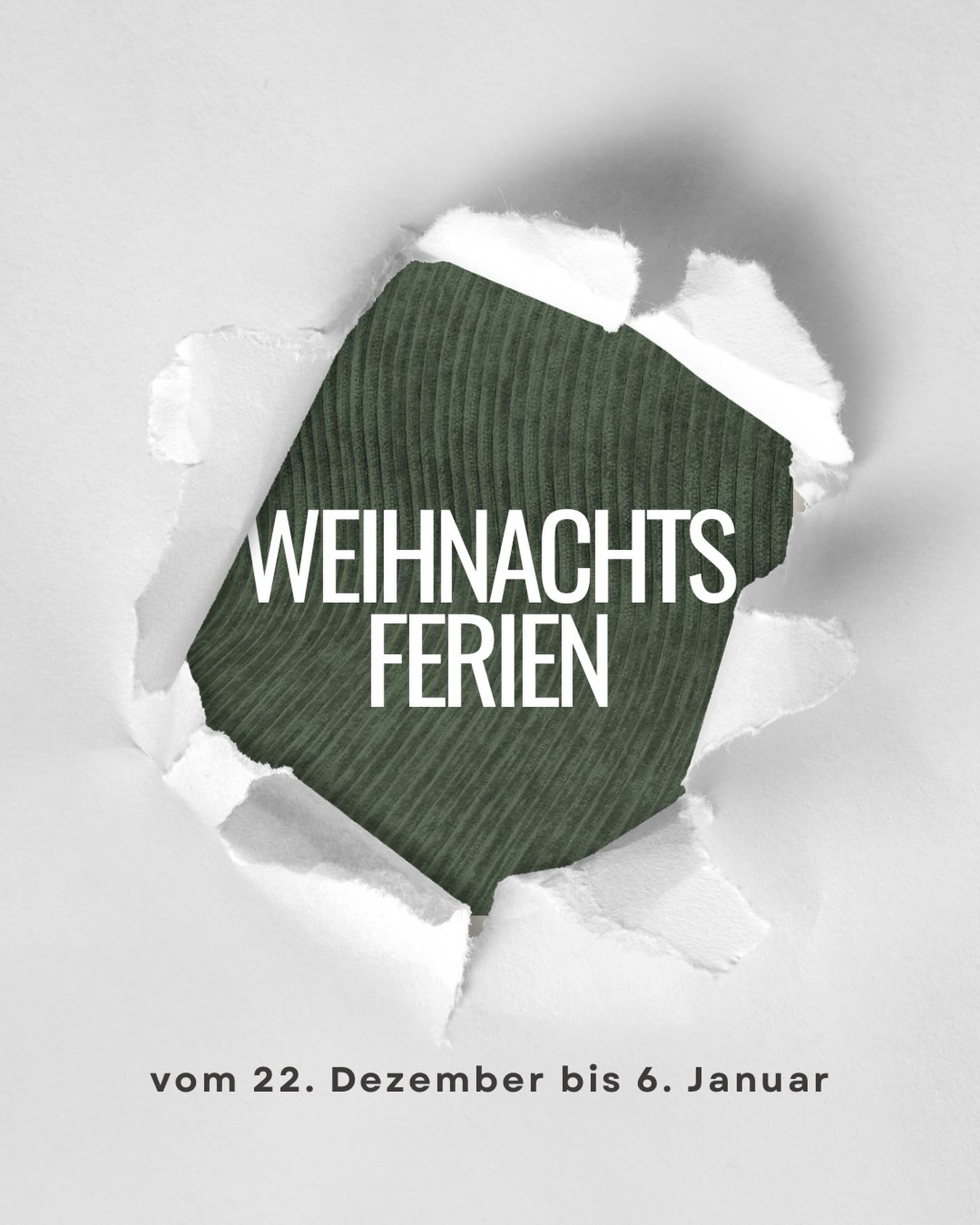 Wir sind in unseren wohlverdienten Weihnachtsferien 🎄
Ab dem 6. Januar sind wir wieder mit frischer Energie für euch da.
Unser Büro sowie der Showroom bleiben in dieser Zeit geschlossen.
Wir wünschen euch frohe Weihnachten und einen guten Rutsch ins neue Jahr ✨