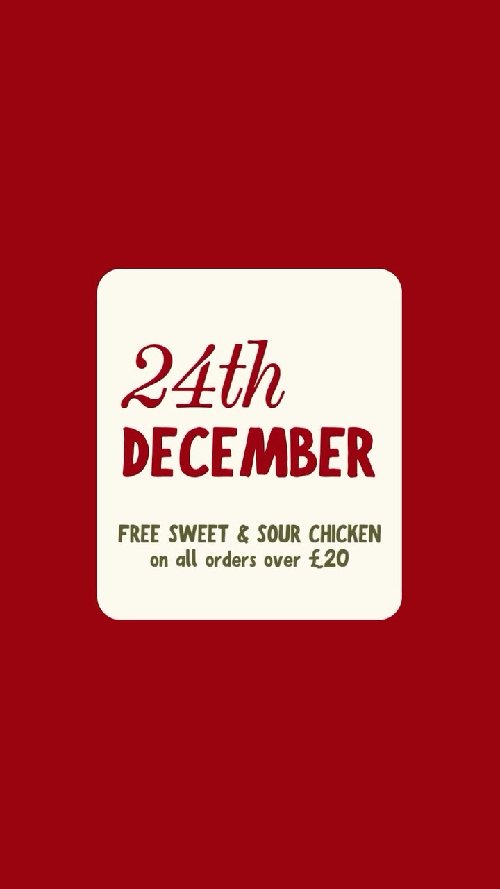 🎅🏽🎄 DAY 12 — SWEET & SOUR CHICKEN HONG KONG STYLE 🎁
We’re ending the 12 Days of Christmas with a festive favourite! Today only: FREE Sweet & Sour Chicken (Hong Kong Style) with orders over £20 😍🍍🔥
Thank you for celebrating with us — Merry Christmas from Papa’s Wok ❤️🎄🥢
🗓️ open from 5pm-10pm (Mon to Sat)
📞 order now ➜ 01908 227288
chinese takeaway in milton keynes | wolverton | foodie | places to eat milton keynes | hong kong food milton keynes | restaurant wolverton | food delivery milton keynes
#miltonkeynestakeaway #miltonkeynessmallbusiness #miltonkeyneschinese #miltonkeyneschinesetakeaway #miltonkeynesfood #miltonkeynesfoodies #wolvertonfood #chinesetakeaway #miltonkeynesfoodie #miltonkeynesfoodscene #miltonkeynesfoodblogger #miltonkeynesfooddelivery #wolvertonfoodies #foodiesofinstagram #chinesefood #foodielondon #foodstagram #instafood #foodpic #delicious #foodoftheday #foodpics #hongkongfooduk #miltonkeynes #chinesefoodlover #wolvertoneats