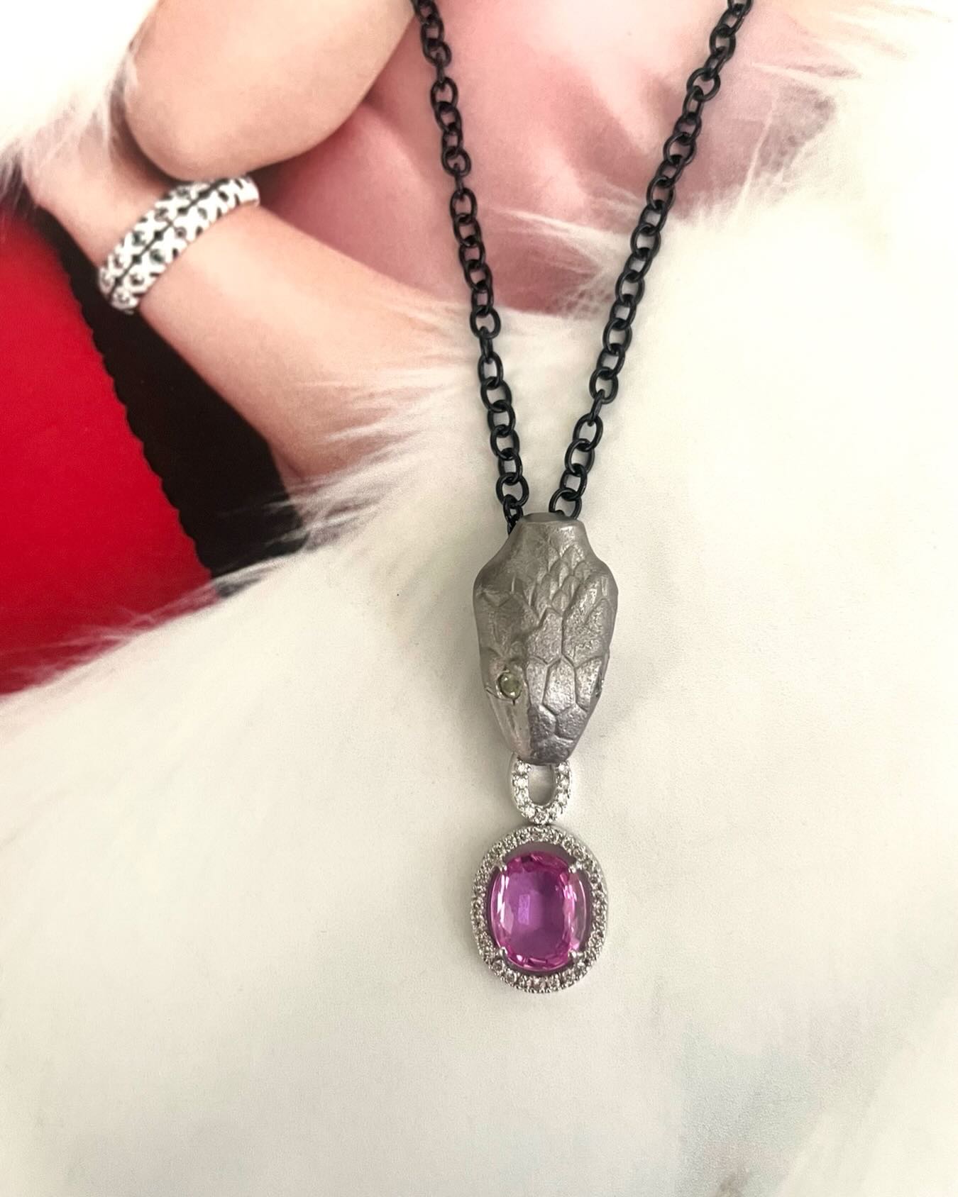 honoring the end of the year of the snake #finejewelrylover #snakehead #uniqueartwork #pink #giftsforher