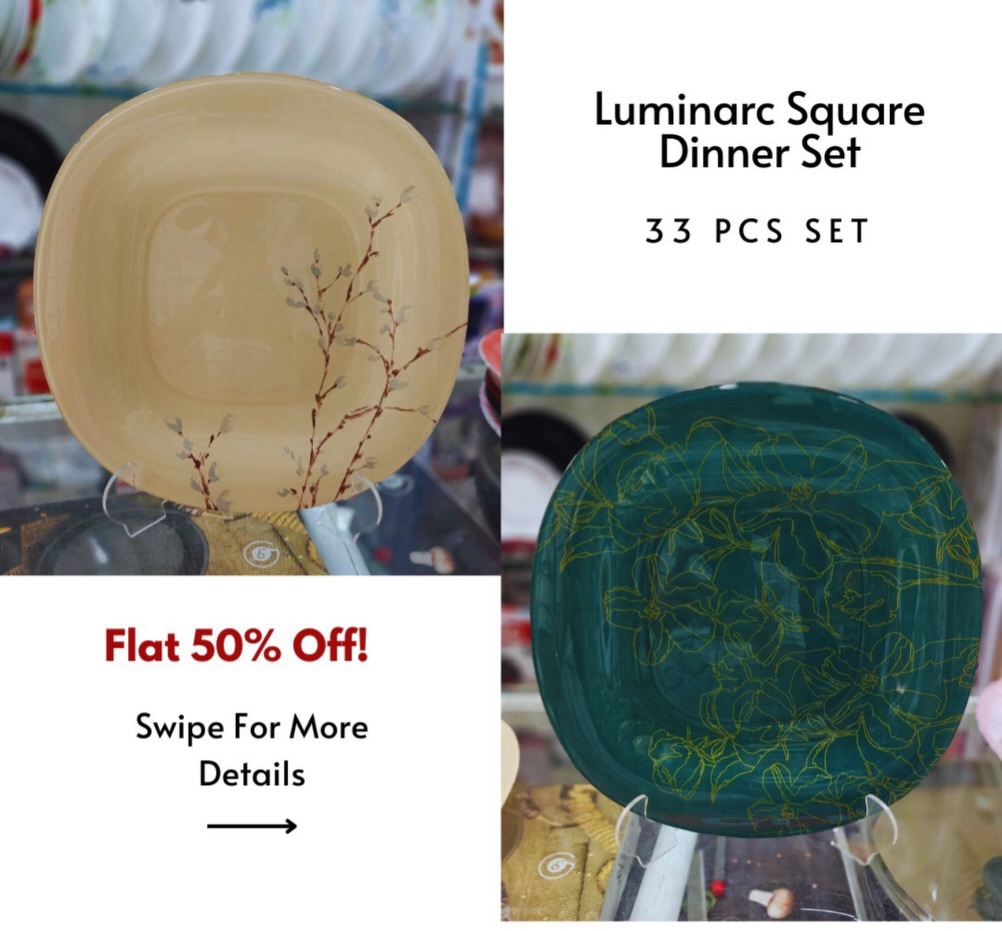 Flat 50% off on this elegant Luminarc square dinner set ✨
33 pcs set at a steal deal you don’t want to miss.
Perfect for daily use and festive hosting.
DM us to order or visit our store near Crawford Market.
Wholesale & retail available.
#luminarcdinnerset #retailstore #flat50offcrockery #dinnersetoffer #crockerywholesale