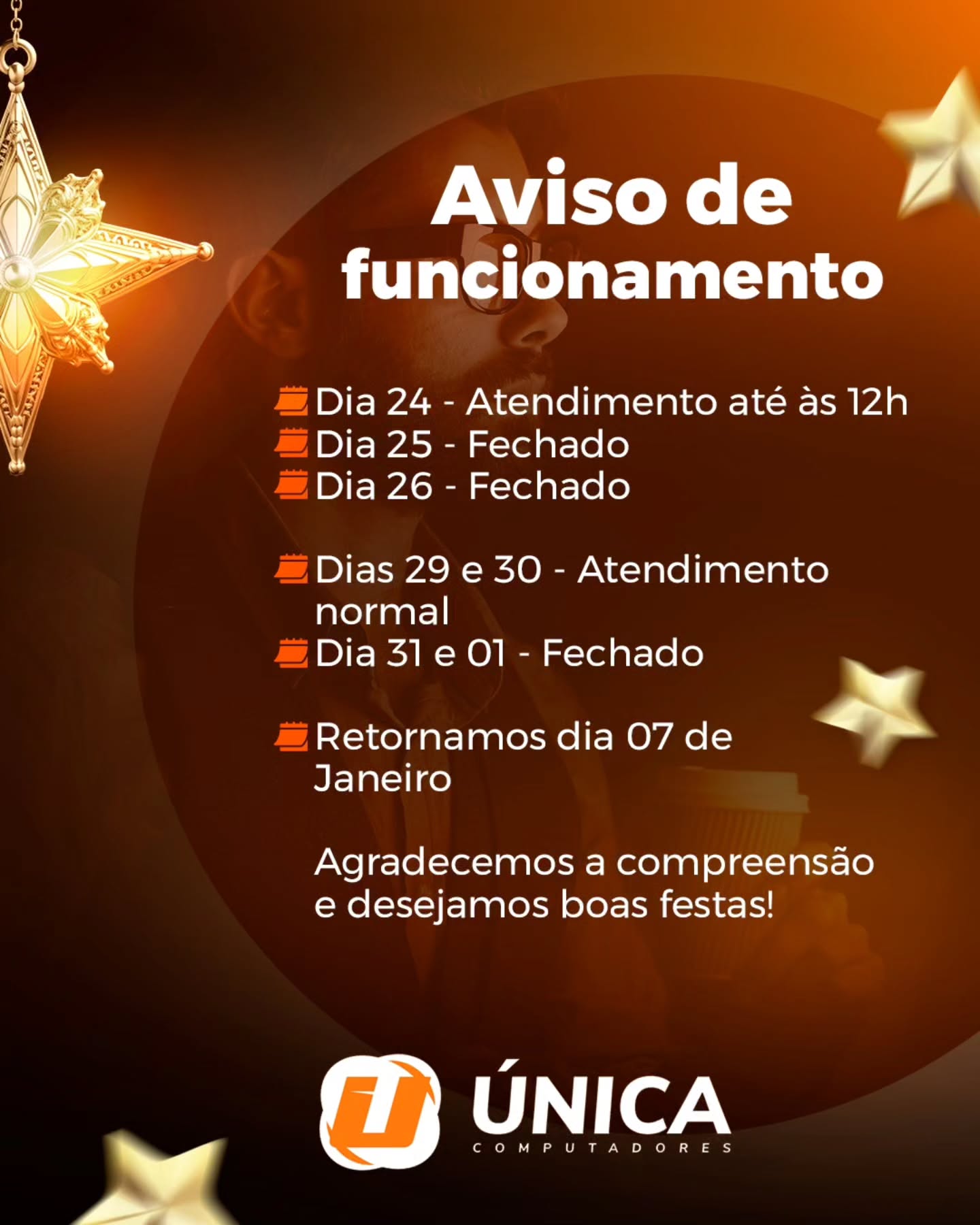 ✨ Final de ano chegando e a gente só tem a agradecer! Obrigado por escolher a nossa equipe em 2025. Desejamos um Natal abençoado e um Ano Novo cheio de planos realizados. Seguimos juntos em 2026, prontos pra te atender com ainda mais qualidade! 🎄💙