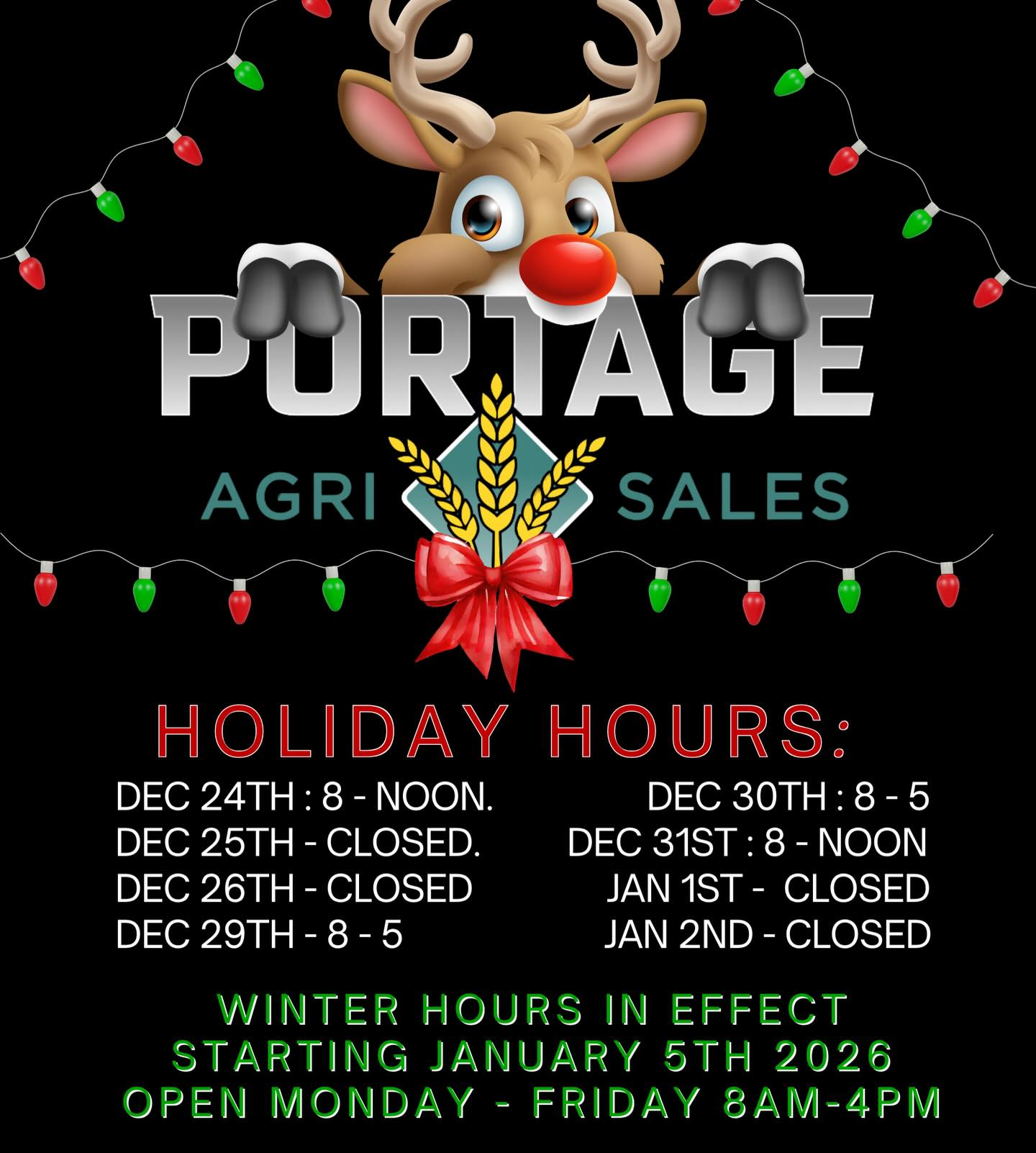 As the holidays approach, please note our adjusted hours below. Thank you, and we wish you a happy holiday season! 🎄