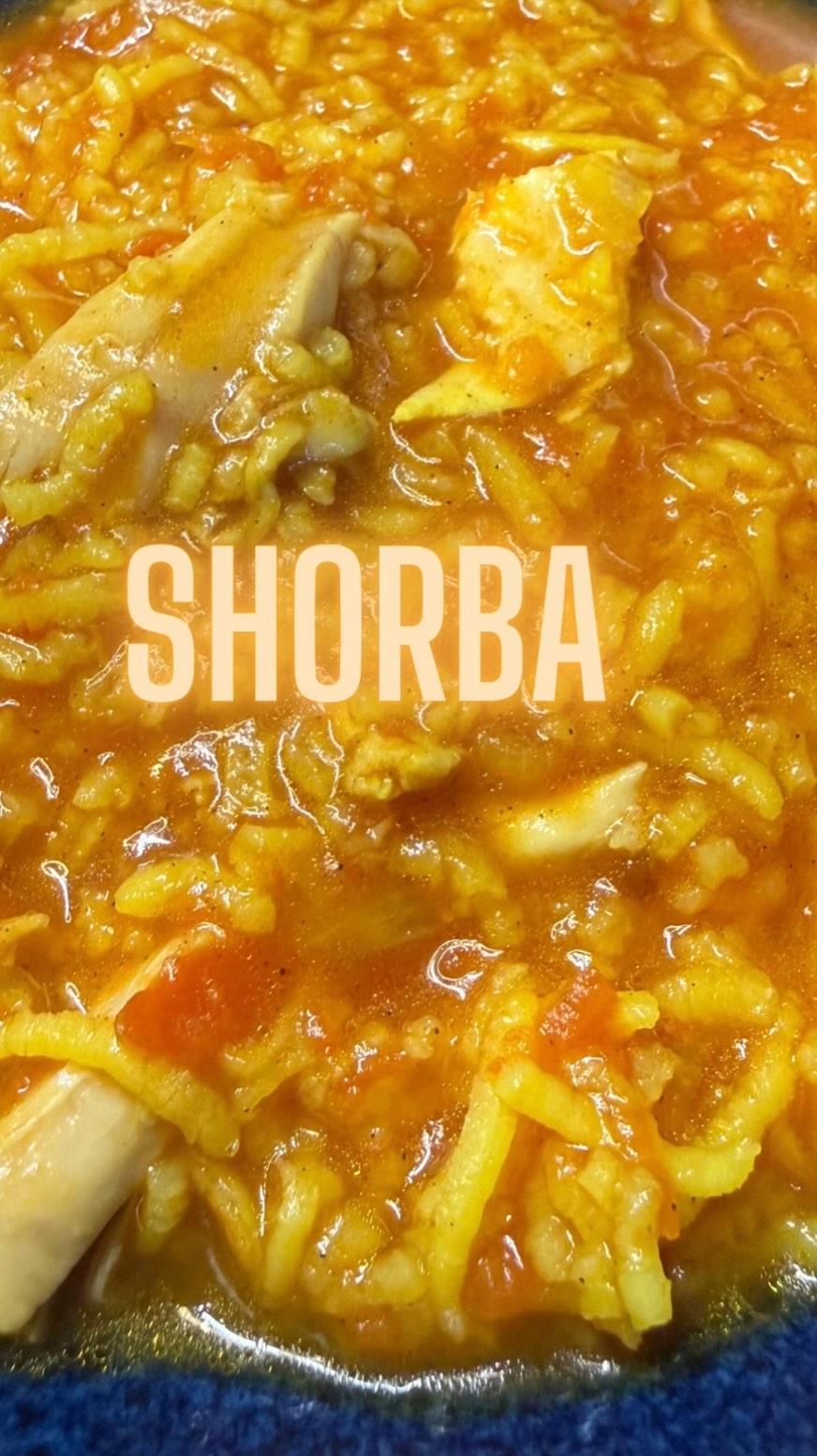 Chicken Shorba
Ingredients:
• 1 small onion, finely chopped
• 2 chicken thighs, bone-in
• 1 tablespoon oil
• 1 teaspoon black pepper
• 1 teaspoon turmeric
• 2 teaspoons salt (adjust to taste)
• 1 can tomato pulp (≈400 g)
• 100 g rice, washed and drained
• 1 liter boiling water
Instruction:
Heat the oil in a pot over medium heat. Add the chopped onion and sauté until soft and translucent.Add the black pepper, turmeric, and salt. Stir well to release the spices’ aroma.
Add the chicken thighs and brown them lightly on all sides.
Stir in the tomato pulp and let it simmer for 5 minutes.Add the washed rice, then pour in the boiling water. Stir gently.
Cover and cook on low heat for about 45 minutes, stirring occasionally.Remove the chicken, shred or chop it into small pieces, then return it to the pot.
Simmer for another 5 minutes.
Serve hot. 🍲#middleeasterncuisine #homemade #cookwithme #foodlover #foodie