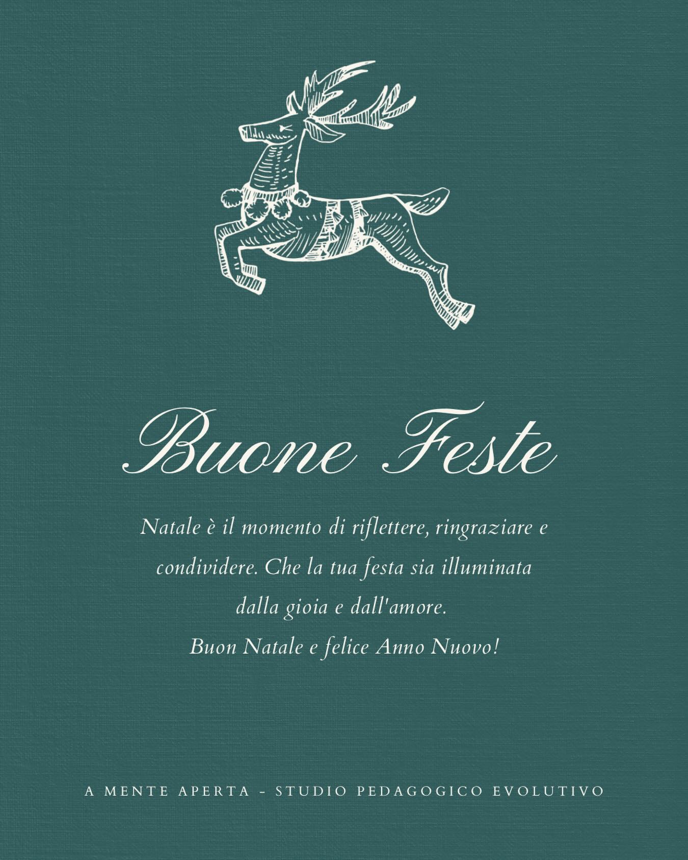 Lo studio pedagogico evolutivo A mente aperta vi augura un sereno Natale e un felice anno nuovo!
Le porte dello studio rimangono aperte anche in questi giorni di fine dicembre e inizio gennaio, contattaci per prenotare il tuo appuntamento con i nostri professionisti!