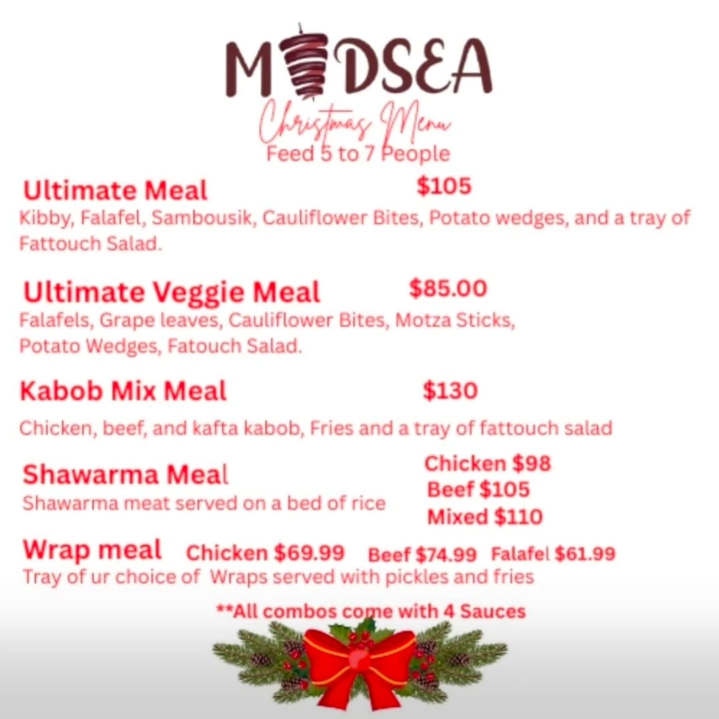 In response to popular demand, we will provide trays for New Year's Eve. You can place your order through our online ordering system or call in your orders starting Monday.