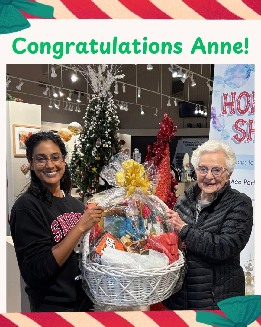 Big round of applause once more for our candy cane contest winner, Anne Klentz! 👏🎉 She stopped by today for her gift basket. She was so thrilled since she "never wins anything." We're happy it finally happened...what a way to send off 2025!
Escape the rain and visit us today, December 23, until 8pm. We're open Christmas Eve until 4pm.
Closed Christmas - January 5
Happy holidays!!!
#fallbrookartcenter #discoverinspirecreate #holidaycontest #christmasinfallbrook #fallbrookchamberofcommerce