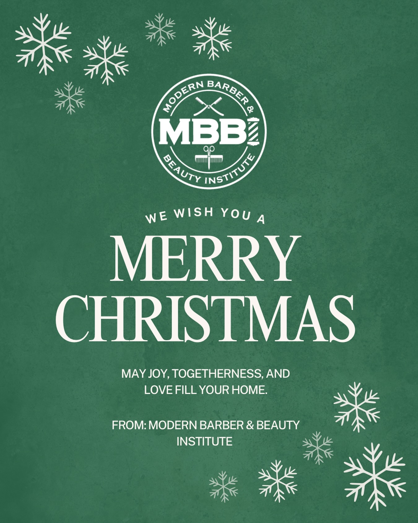 MERRY CHRISTMAS ✝️ FROM US TO YOU!
Interested in becoming a student? Schedule a tour online or give us a call!
VISIT: Modernbbi.com
CALL: (979) 704-3033
LOCATED: 425 Northpoint Crossing Suite 500, College Station, TX 77840
#barberschool #cosmotologyschool #student #hair #color hairdye wax barber cosmetology beauty school texas collegestation bryan bryancollegestation