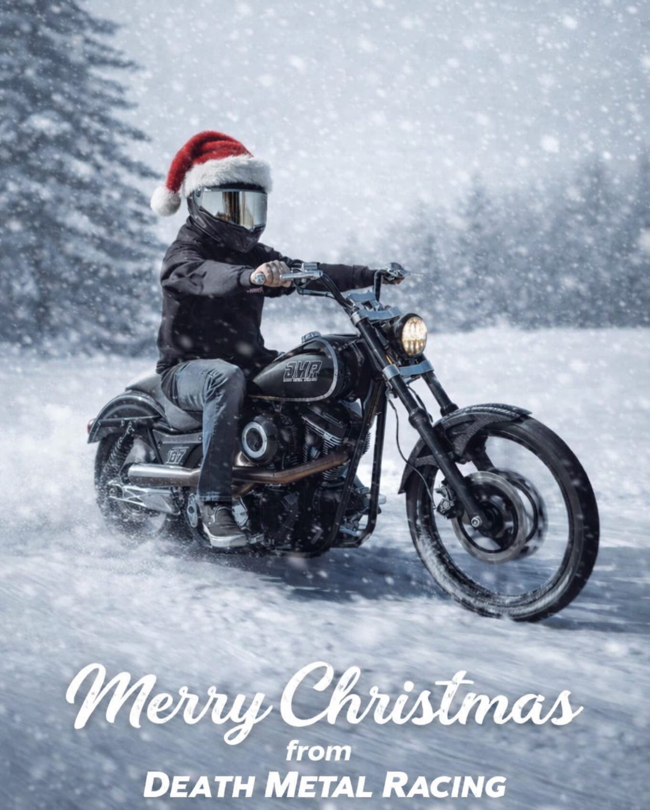 Merry Christmas from our family to yours!! Wishing everyone a prosperous, happy, and healthy 2026!!! Thank you for your support! #boostedbrad #deathmetalracing #harleydavidson #dmr #Christmas