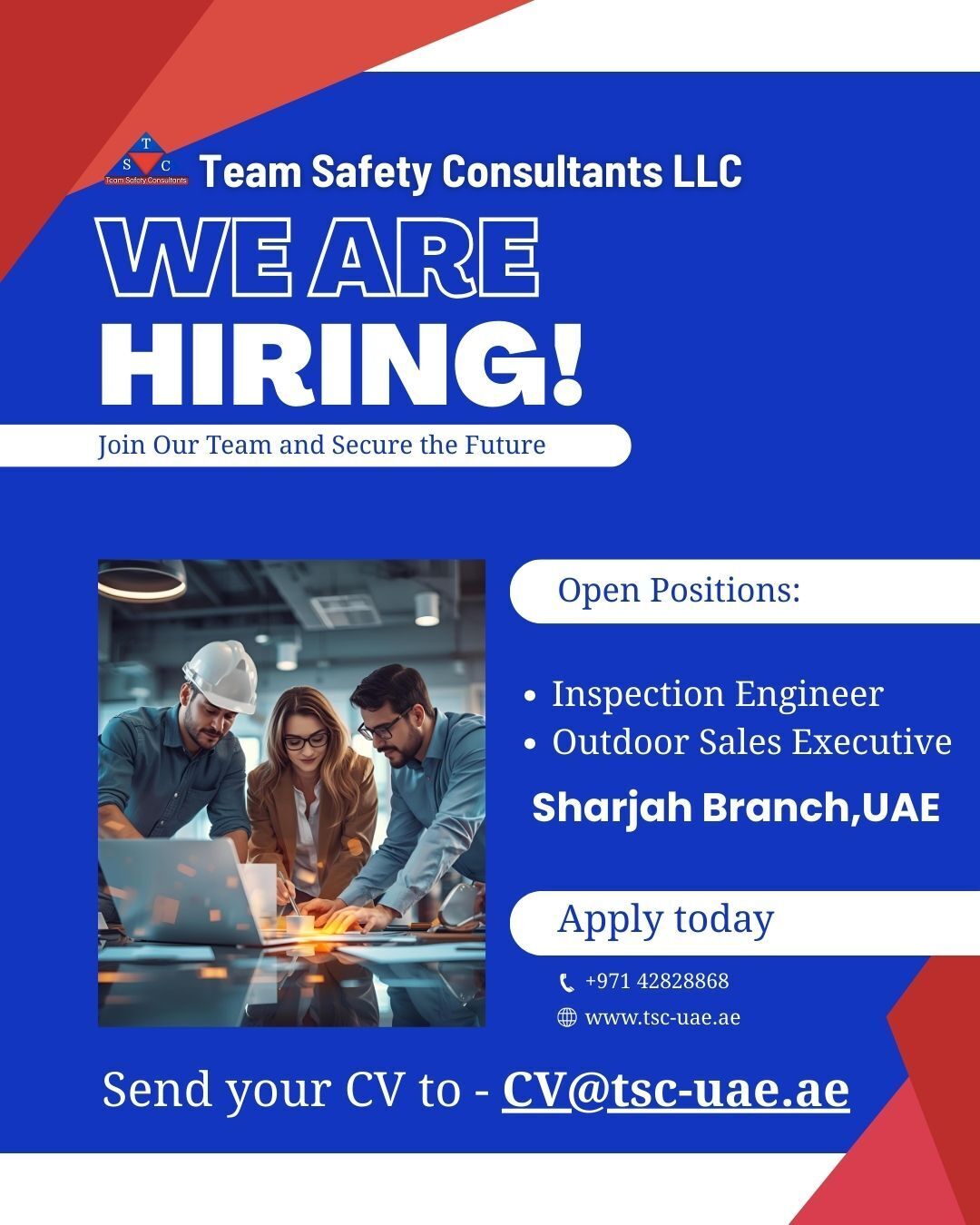 🔧 Inspection Engineer
Conduct inspections of lifting equipment, elevators, cranes, forklifts, and related accessories
Perform load testing, functional checks, and issue inspection reports
Ensure compliance with EIAC / local safety standards
Coordinate with clients and internal technical teams
💼 Outdoor Sales Executive
Identify and approach potential B2B clients across UAE
Promote inspection, Training, certification, and safety services
Generate leads and close sales through field visits
Maintain client relationships and achieve monthly targets
Send your CV's To CV@tsc-uae.ae