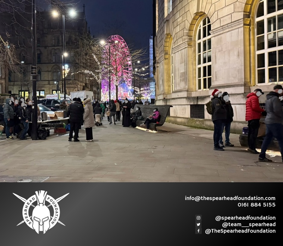 Last night our team were out in #Manchester, giving warm kit and selection boxes to people experiencing homelessness, alongside other organisations from the area. It was freezing, sad and rewarding all at the same time. A huge thank you to everyone who donated, allowing us to purchase additional hats, gloves and socks.
