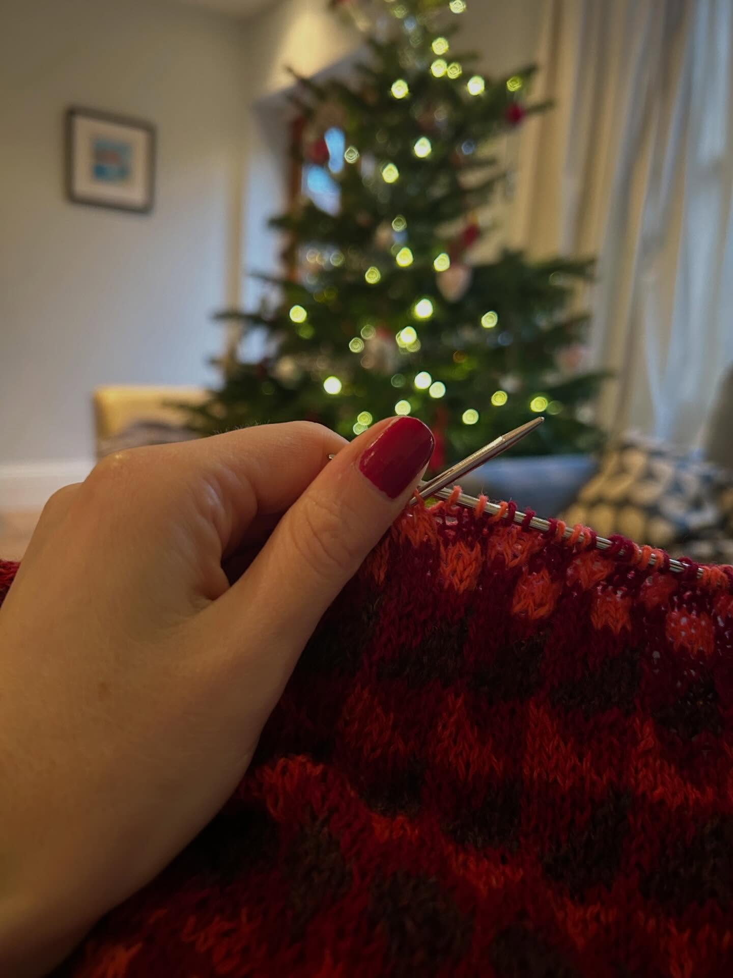 I picked these colours back in October because I knew I’d enjoy knitting them throughout autumn and winter #christmasknitting #damedamesweater @wekuyarn
