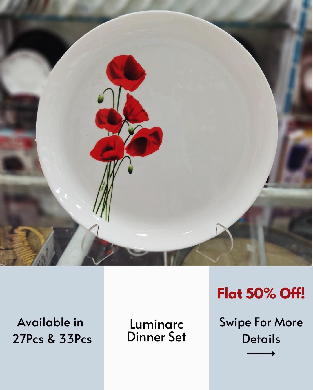 Flat 50% off on original Luminarc dinner sets 🍽️
Elegant designs, everyday durability, and unbeatable prices.
Available in 27 pcs & 33 pcs options.
Limited stock only – DM to order or visit Krishna Crockery, Mear Crawford Market.
#luminarcdinnerset
#luminarcsale
#crockerysaleMumbai
#krishnacockery
#dinnersetoffer