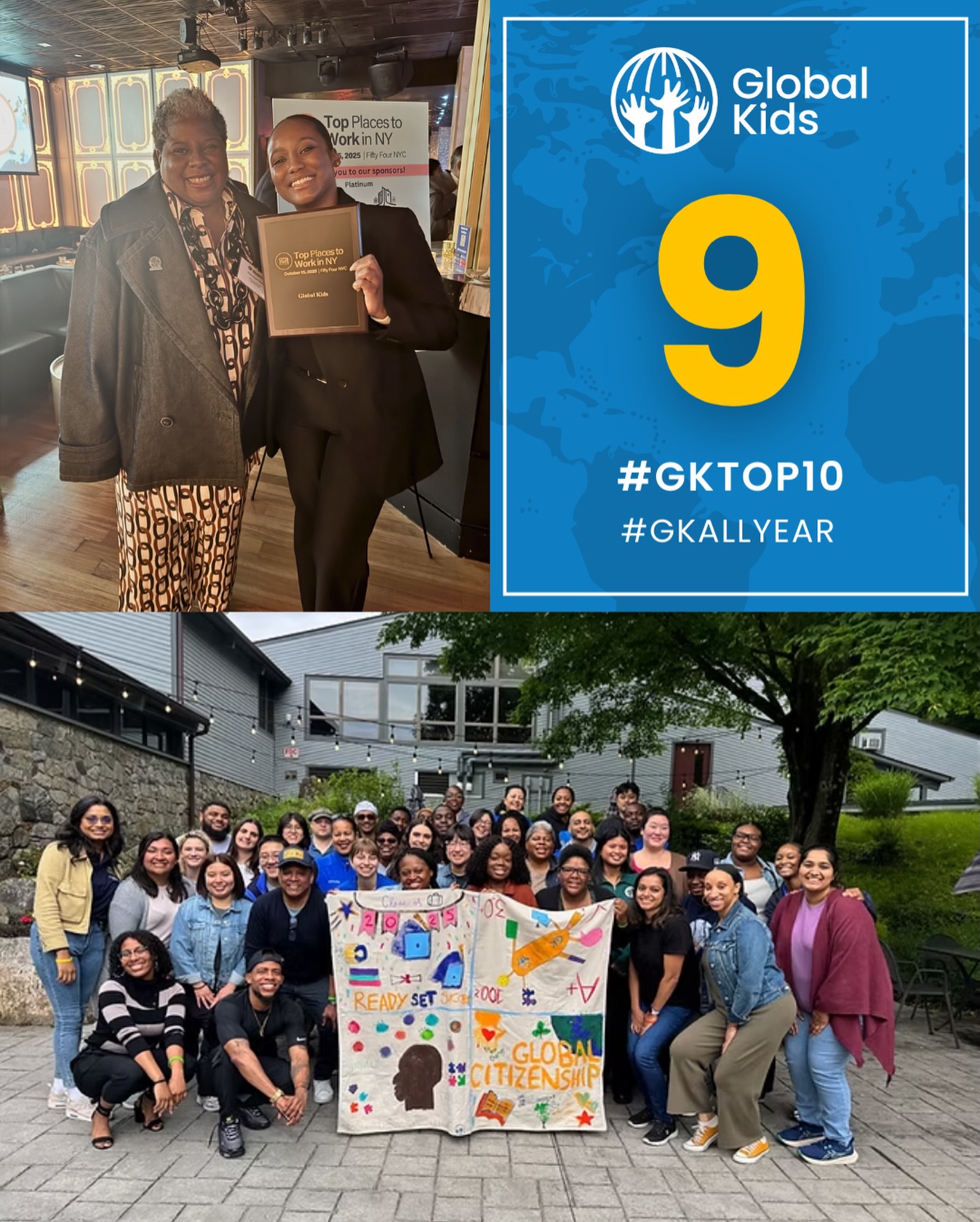 Next up in our #GKTop10 of 2025, we’re taking a look back at some of the special recognitions received by several outstanding members of the GK leadership team, plus honors bestowed upon the organization as a whole.
Earlier this fall, Global Kids was named one of @cityandstateny Magazine’s 2025 Top Workplaces in NYC, in addition to several individual members of our leadership team who were spotlighted for their incredible work: Antonia Brown was honored with the NYCETC Opportunity Award; Olympia Wilson received the 2025 Quality Leadership Award from the Network for Youth; and VP of Finance Young Sook Na was highlighted as one of 2025’s Unsung Heroes by City & State Magazine for her work behind the scenes leveraging the latest technology to streamline fiscal operations at GK HQ.
GK was also honored to have Executive Director Dominique Jones recognized as one of @politicsnynews’s 2025 Power Players in Education.
#youth #celebrate #GKAlIDay #empowerment #future #leaders #youthvoices #nycnonprofit #leadership