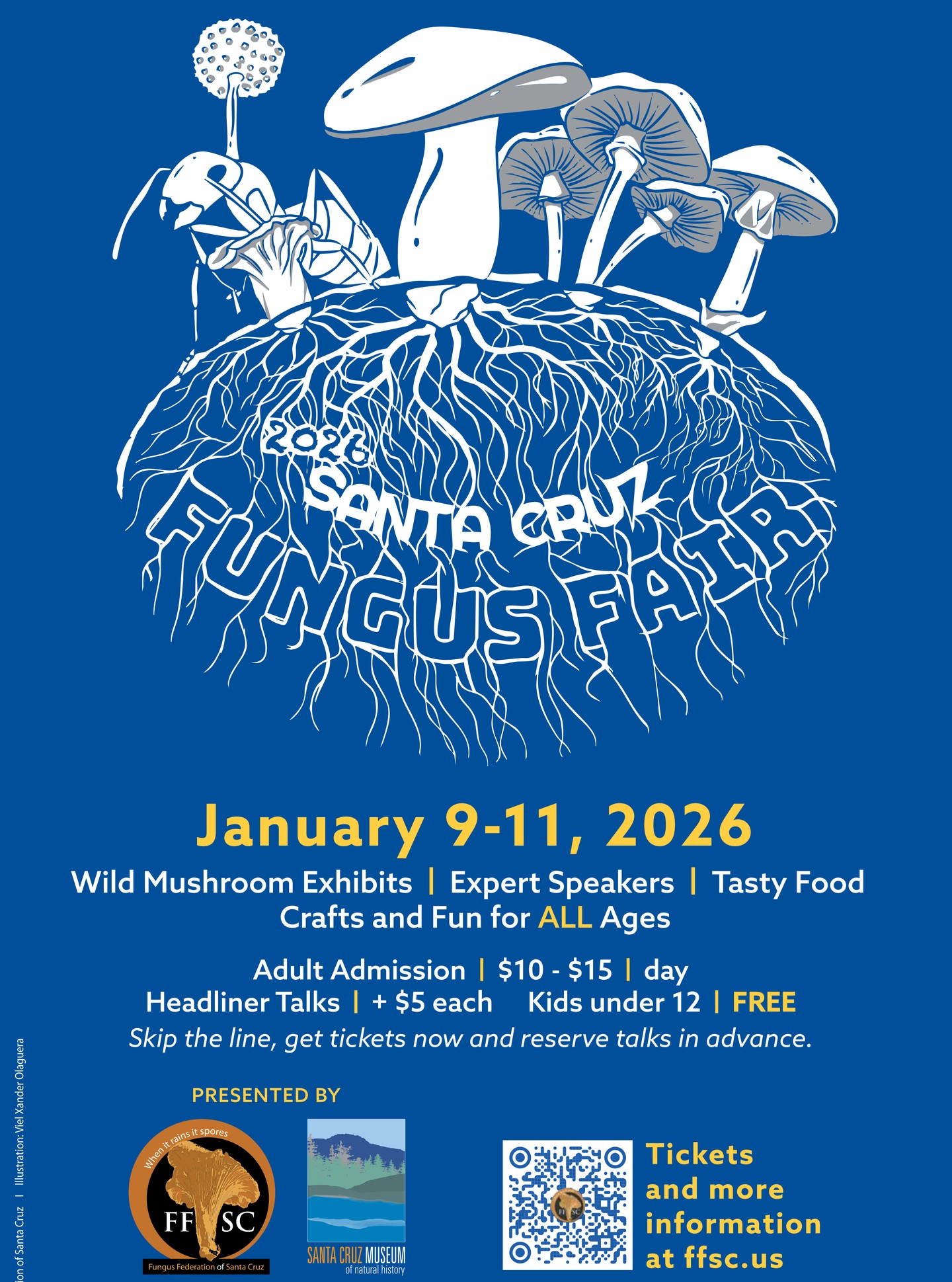 Learn all about the Fungus Fair on the Santa Cruz Fungus Fair General Info Page. https://www.ffsc.us/santa-cruz-fungus-fair
Buy your tickets now!!
https://www.tickettailor.com/events/ffsc
Why Buy Tickets in Advance?
**Many headliner talks sell out early--don't miss your favorite speakers!
**Reserve an arrival time, and avoid crowding at the doors.
**No need to stand in line to purchase a ticket.
Fungus Fair Volunteers can get free general admission. Learn about volunteering for the Fair!
#mushrooms #wildmushroom #wildmushrooms #fungusfair #fungifundamentals #postlandtrust
#santacruzmuseumofnaturalhistory
#chefsloungesf #truffles #mushroom #hongos #setas