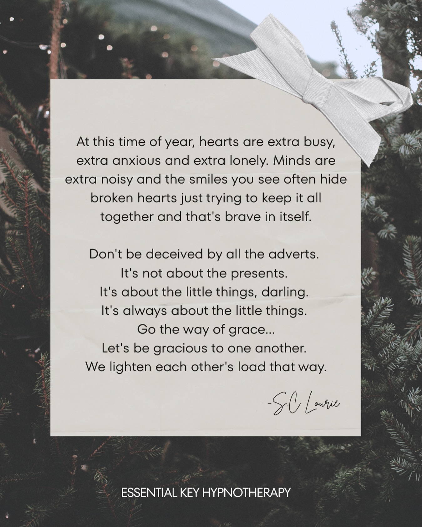 This season can feel heavy for so many.
Not everything you see on the outside tells the full story of what someone is carrying.
A little kindness, a little patience, a gentle word or a warm smile can mean more than we realize.
Grace is a gift we can give freely. When we offer it to each other, we all breathe a little easier.
Holding space for you and for all the tender hearts out there ~Jeanene 🤍