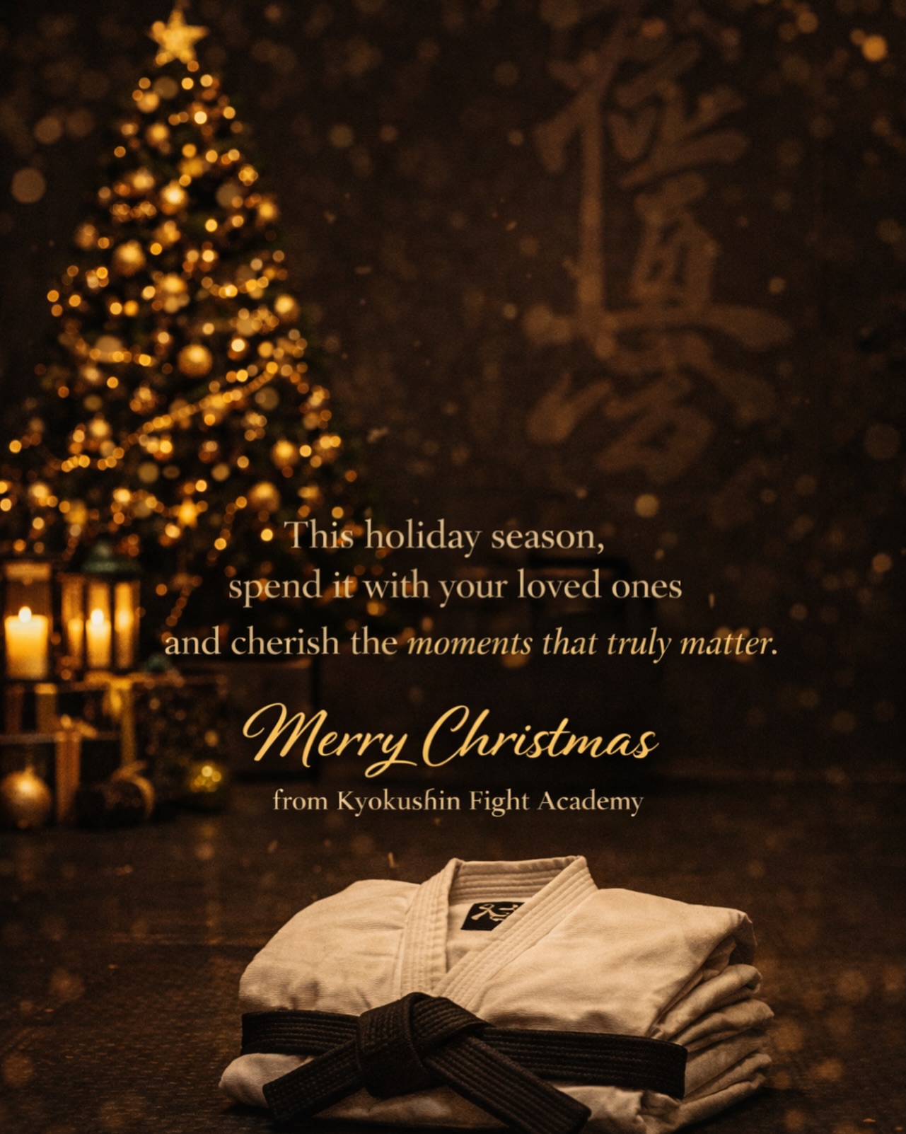 This season reminds us of what truly matters.
The dojo will always be here.
The tatami will wait.
Training will continue.
But moments with the people we love are precious.
This Christmas, slow down.
Be present.
Spend it with your loved ones.
Merry Christmas from the Kyokushin Fight Academy 🎄🥋
Osu ❤️
#KyokushinFightAcademy #Kyokushin #Osu #MartialArtsLife #ChristmasReflection