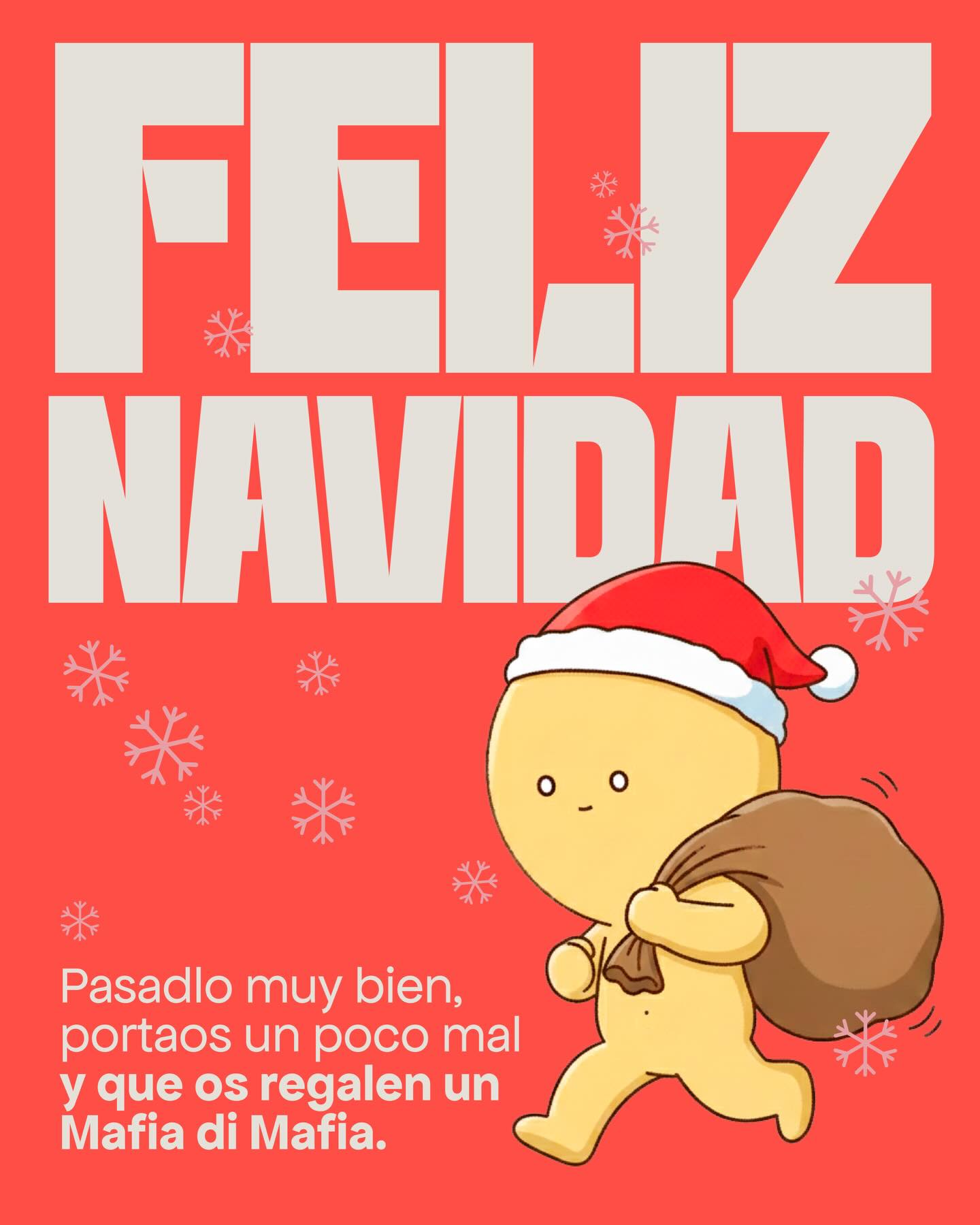 Os deseamos una muy Feliz Navidad🎄❤️
Este año ha sido una locura y nada de esto habría sido posible sin vosotros:
los que habéis jugado, compartido, recomendado y, sobre todo, comprado el Mafia di Mafia. Solo 3 meses después de su lanzamiento ya estamos agotando el stock de nuestro primer pedido y en camino de recibir otro, estamos flipando.
Gracias por apoyar este proyecto, por las risas, las partidas y las negociaciones bien hechas.
Nos hace mucha ilusión todo lo que está pasando… y lo que se viene pinta todavía mejor.
Disfrutad de las fiestas, cuidad a la familia (la de verdad y la de la mesa)
y nos vemos muy pronto. 💣