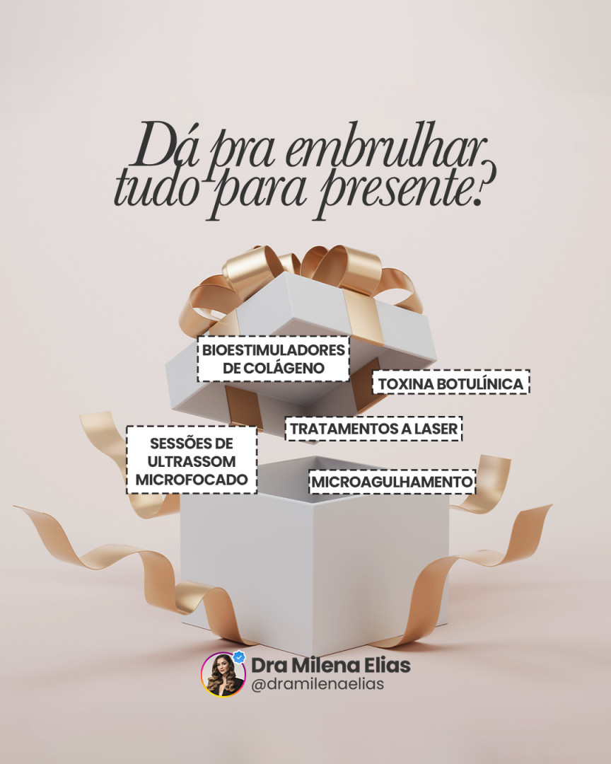 Todo fim de ano a gente pensa em presente para todo mundo: família, amigos, trabalho. Mas, na hora de cuidar de si, muitas vezes fica só para “depois eu vejo isso com calma”.
Cuidar da pele e da expressão não é exagero nem vaidade vazia. É uma forma de se enxergar com mais carinho, de se sentir alinhada com a imagem que vê no espelho e de escolher procedimentos que valorizam seus traços com naturalidade.
Se você quiser transformar autocuidado em presente para si mesma, agende uma avaliação e vamos montar um plano de tratamentos pensado para a sua fase de vida e para as suas prioridades.