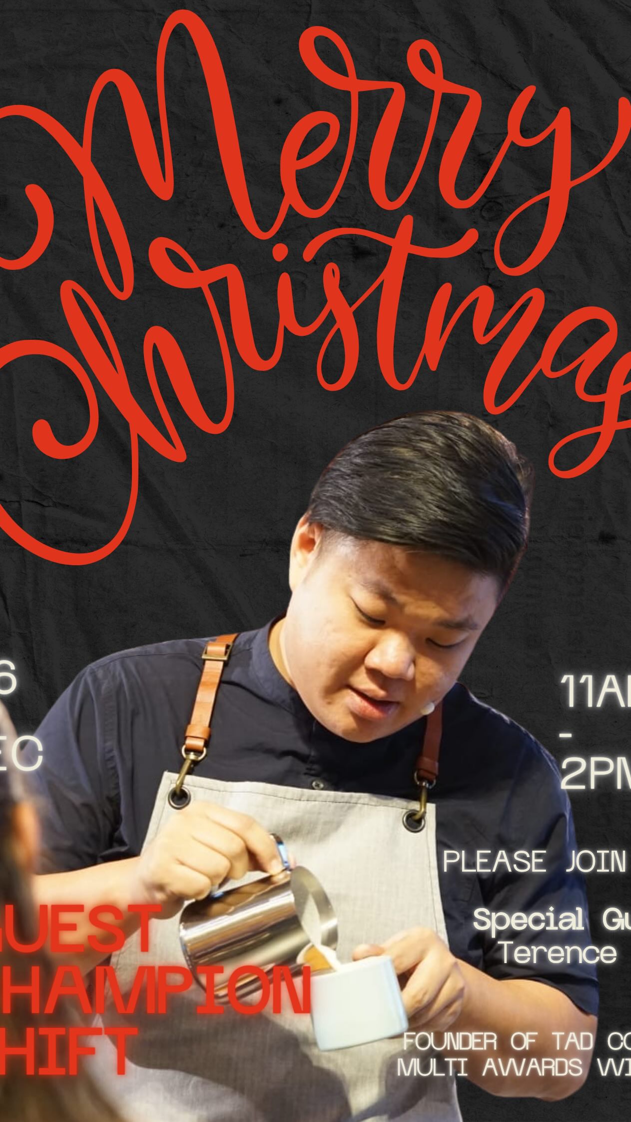 Loving the Christmas blend? We have a Christmas 🎄 Special guest shift with Terence @tadstancw on Boxing Day!
Come taste the Limited edition Christmas blend proudly roasted by @tadcoffeecompany