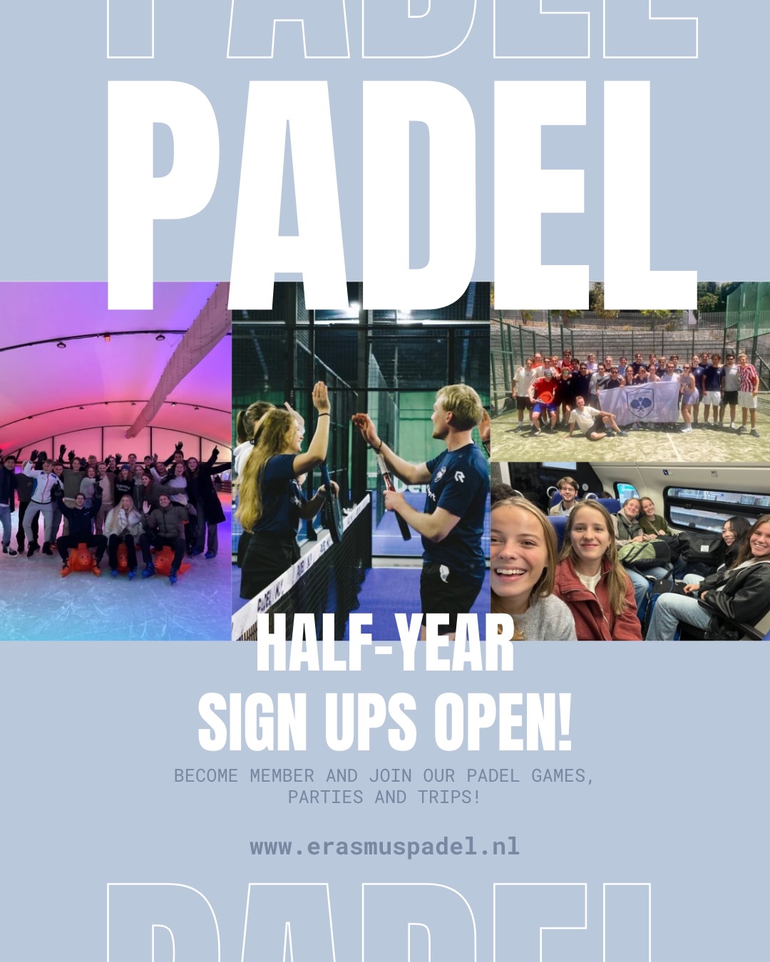 Sign up for a half-year subscription! ๐คฉ
-> swipe to look what we offer at our association
You can find the sign up link on our website as well as further information about the costs - erasmuspadel.nl. Feel free to send us a message if you have any questions! ๐ค
See you on the padel courts! ๐๐พ