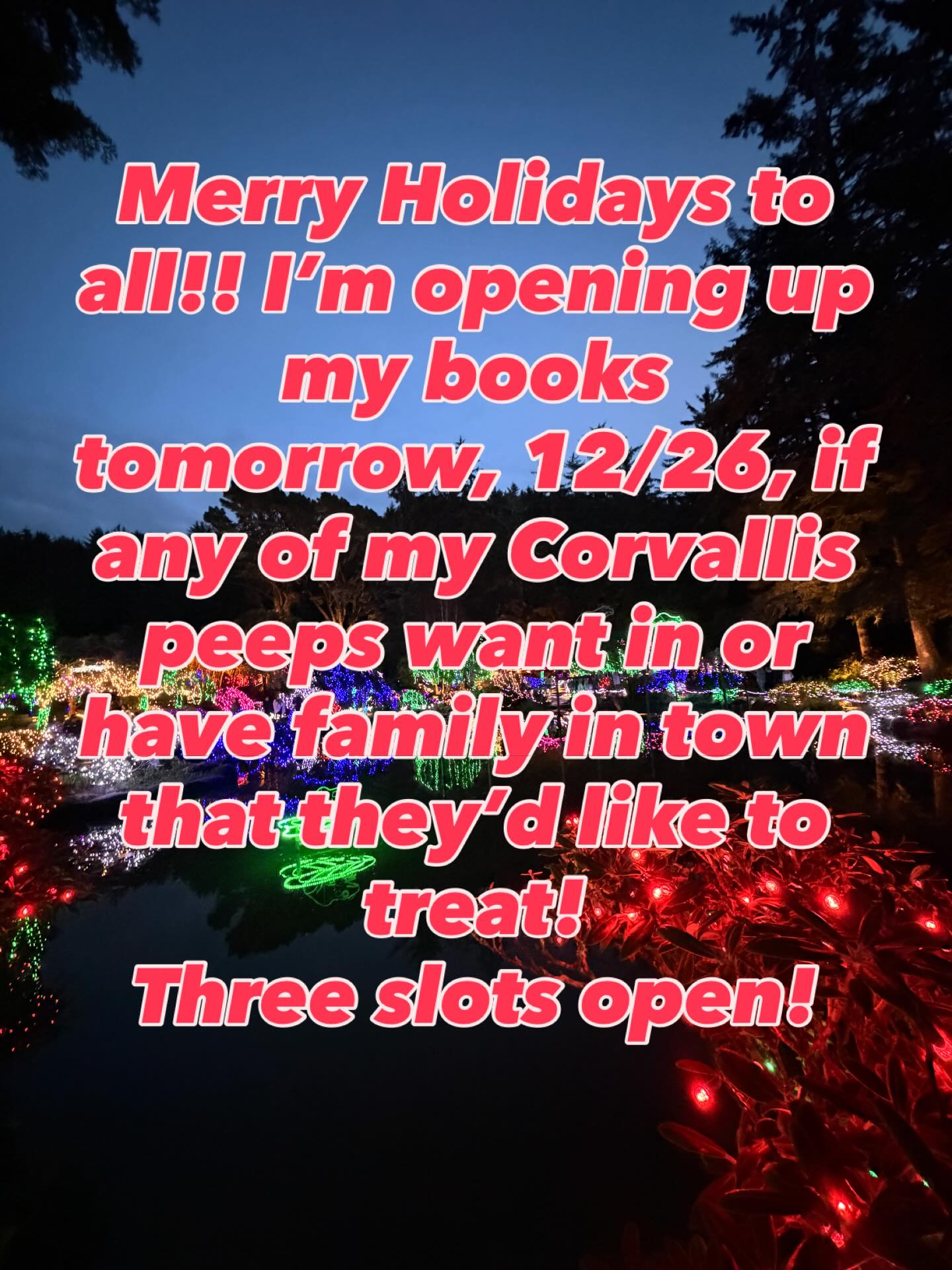 Pm me to schedule or schedule yourself using the MassageBook website link on my homepage!