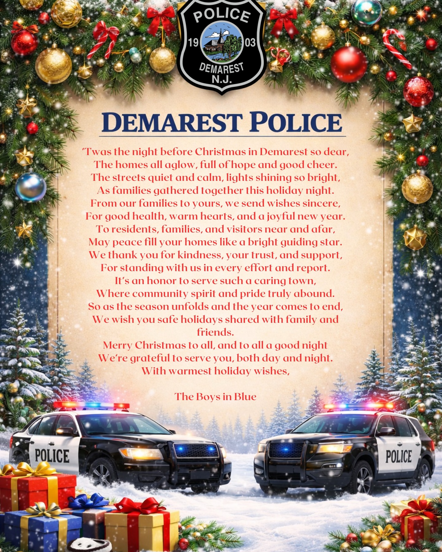 Merry Christmas and Happy Holidays!
PO Cataldo Claus will be checking his list twice. Time to get festive!