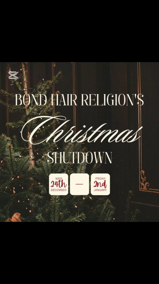 The team at @bondhairreligion wish you all a very safe and happy Christmas & New Years 🌲🎆
We are all done for 2025 🙌🏼
We appreciate you all and can not wait to see you in 2026.
Please remember to shampoo twice, comb your conditioner through and use your bloody leave in moisturiser!
Big love to you all 😘