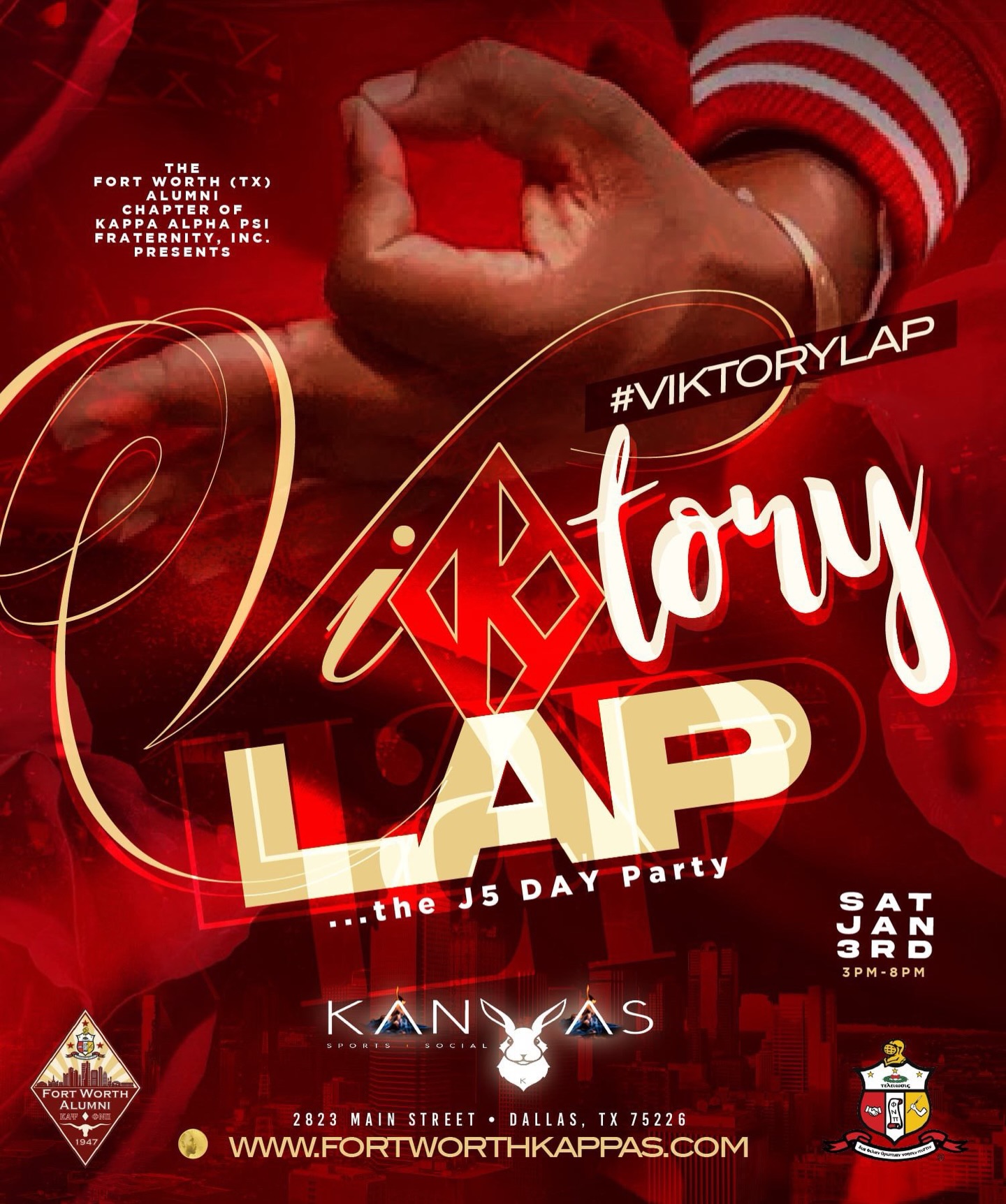 🏁 J5 Viktory Lap Day Party 🏁
Pull up to KANVAS by Kevin Kelley for the J5 Kickoff Day Party and celebrate with the Nupes. 👌🏼♦️
📍 2823 Main Street, Dallas, TX 75226
🗓 Saturday, January 3
⏰ 3PM – 8PM
🎶 Sounds by @_djklassik & @iemixes
✨ Nupes & Ladies FREE before 5PM w/ RSVP
(After 5PM, donations accepted)
🎟 Pre-Sale GA: $20 | 🍾 VIP Tables: $150
Secure your spot now 👉 LINK IN BIO
https://j5viktorylap.eventbrite.com/
Brought to you by @fortworthkappas & @kanvasusa