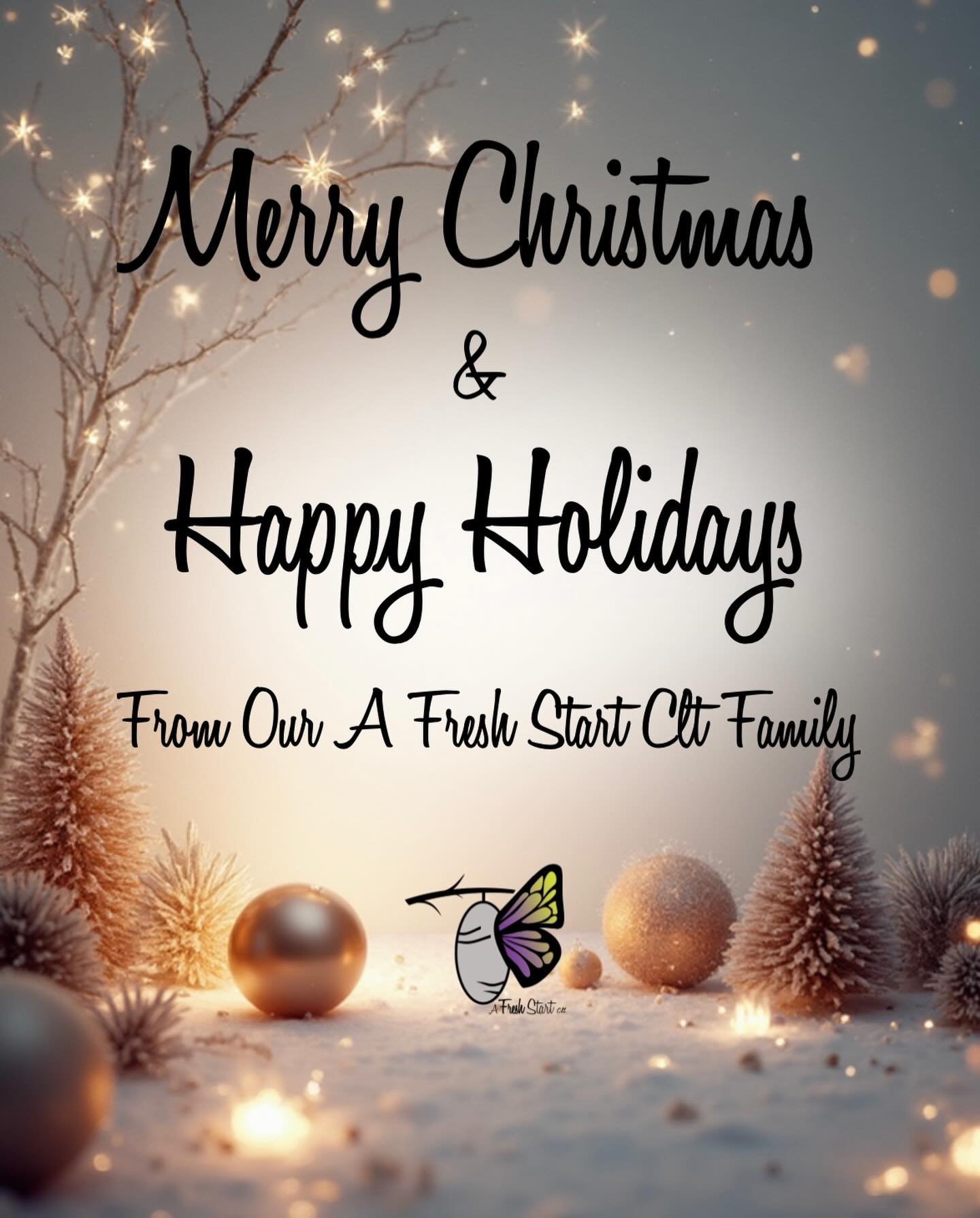 Merry Christmas and Happy Holidays from our @afreshstartclt family to yours💜!! #afreshstartclt