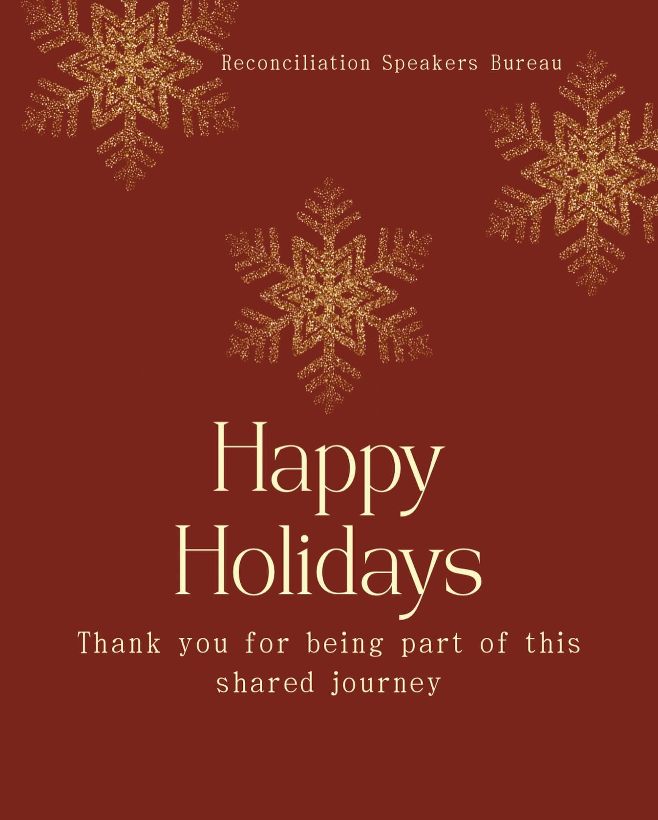 As the year comes to a close, we extend our gratitude to the communities, speakers, partners and learners who have walked alongside us.
This season is a time for reflection, rest and connection; honouring the year behind us and grounding ourselves for the work ahead.
From all of us at Reconciliation Speakers Bureau, we wish you a peaceful holiday season and a new year guided by truth, respect and continued learning.
Thank you for being part of this shared journey. 🫶🏻🧡
#reconciliationspeakersbureau #RSBVoices #seasonofreflection #HappyHolidays #gratitude