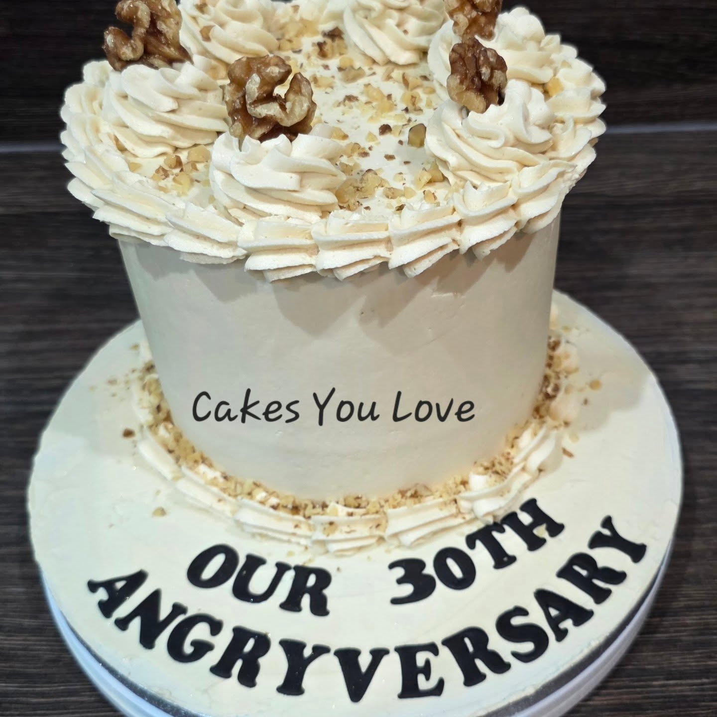 A gorgeous coffee and walnut cake to celebrate a special milestone anniversary
