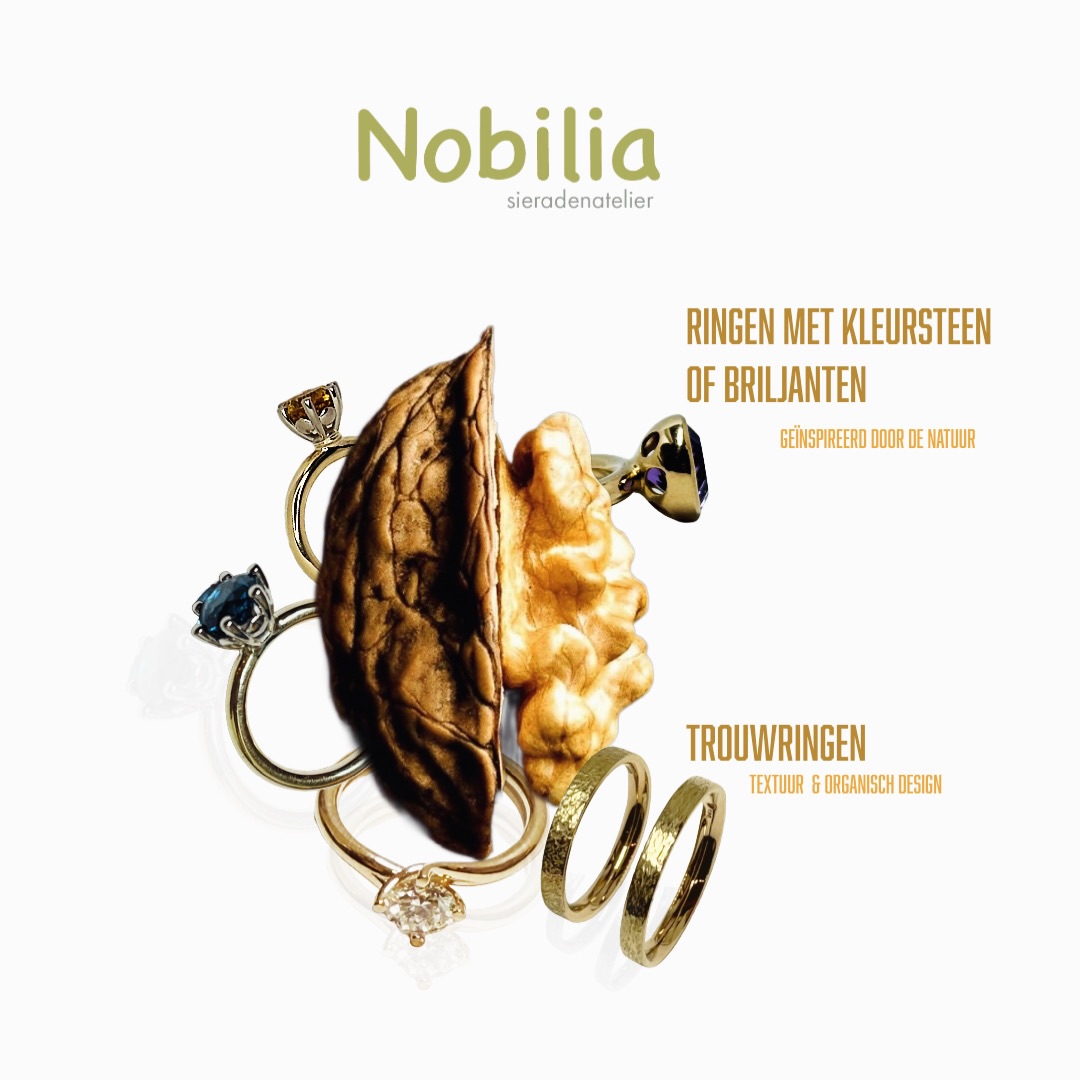 Onze collectie voor 2025 ontstond vanuit één bron: natuur en textuur.
Ringen kregen vorm door organische elementen – een boomwortel die een edelsteen omarmt en vasthoudt, anemone-bloemen in witgoud, licht gevangen in textuur en reliëf, zon- en maan-inspiratie en de natuurlijke ritmes van het leven.
2025 stond voor structuur die leeft: oneffen lijnen, tastbare oppervlakken en vormen die nooit volledig symmetrisch zijn, maar altijd eigen in karakter.
2026 - Brengt een ander inspiratiebron en een vernieuwde visuele look. Nieuwe collectie, website en webshop.
Ambacht blijft, de bron verandert – een nieuwe esthetiek, een nieuw verhaal, een nieuw hoofdstuk.
Op naar een creatief nieuwjaar!
#nobiliasieradenatelier
#goudsmidutrecht
#sieradenatelierutrecht
#trouwringenutrecht
#verlovingsringutrecht
#handgemaaktesieraden
#maatwerksieraden
#organischerouwringen
#organischevormen
#sieradenmettextuur
#goudwitgoud
#edelstenenring
#anemonebloem
#maaninspiratie
#zoninspiratie
#natuurgeïnspireerd
#collectie2025
#nieuwecollectie2026
#atelierbezoek
#sieraadinspiratie