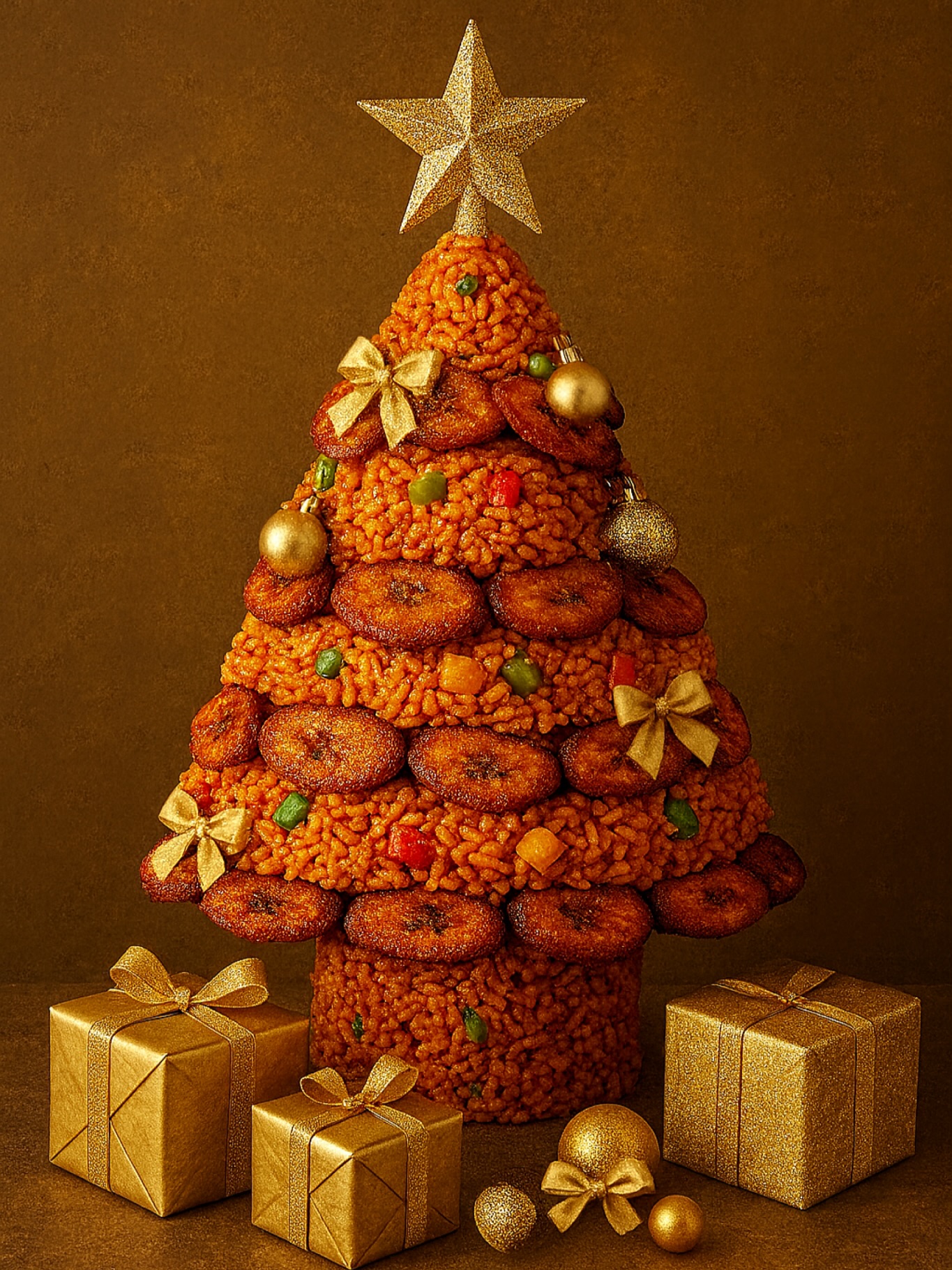 🎄✨ This Christmas, we’re serving festive flavour — Nigerian style!
Our golden Christmas tree is stacked with layers of smoky Jollof rice, sweet fried plantains, and a whole lot of holiday magic.
Because at the table (and under the tree), good food is the real gift. 🎁🍽️
Celebrate with bold colours, rich flavours, and unforgettable bites this season. 💛
From our kitchen to your celebrations — Merry Christmas!
