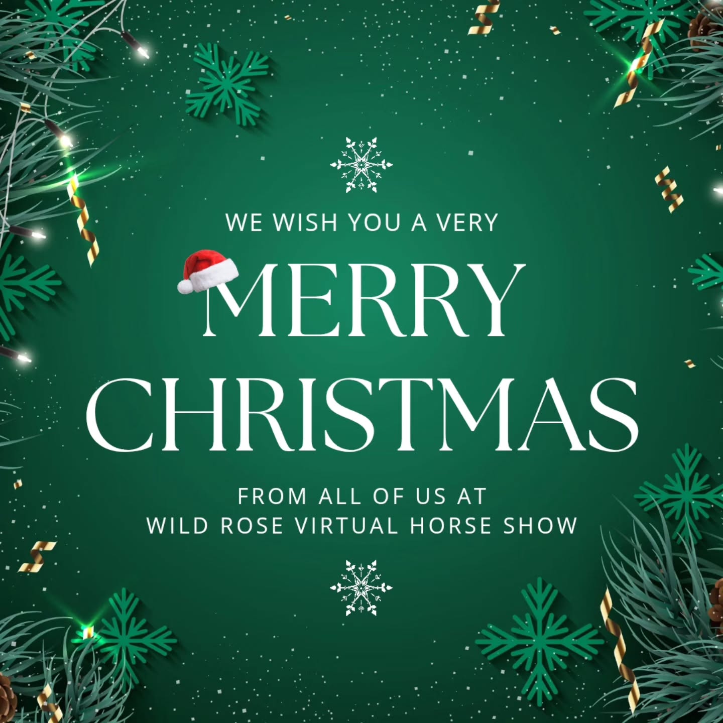🎄❤️ Merry Christmas from the Wild Rose Virtual Horse Show family!
We are so grateful for every rider, horse, and supporter who makes this community so special.
May your holiday be filled with warmth, gratitude, and joy for a beautiful year ahead, both in and out of the saddle. 🐴✨