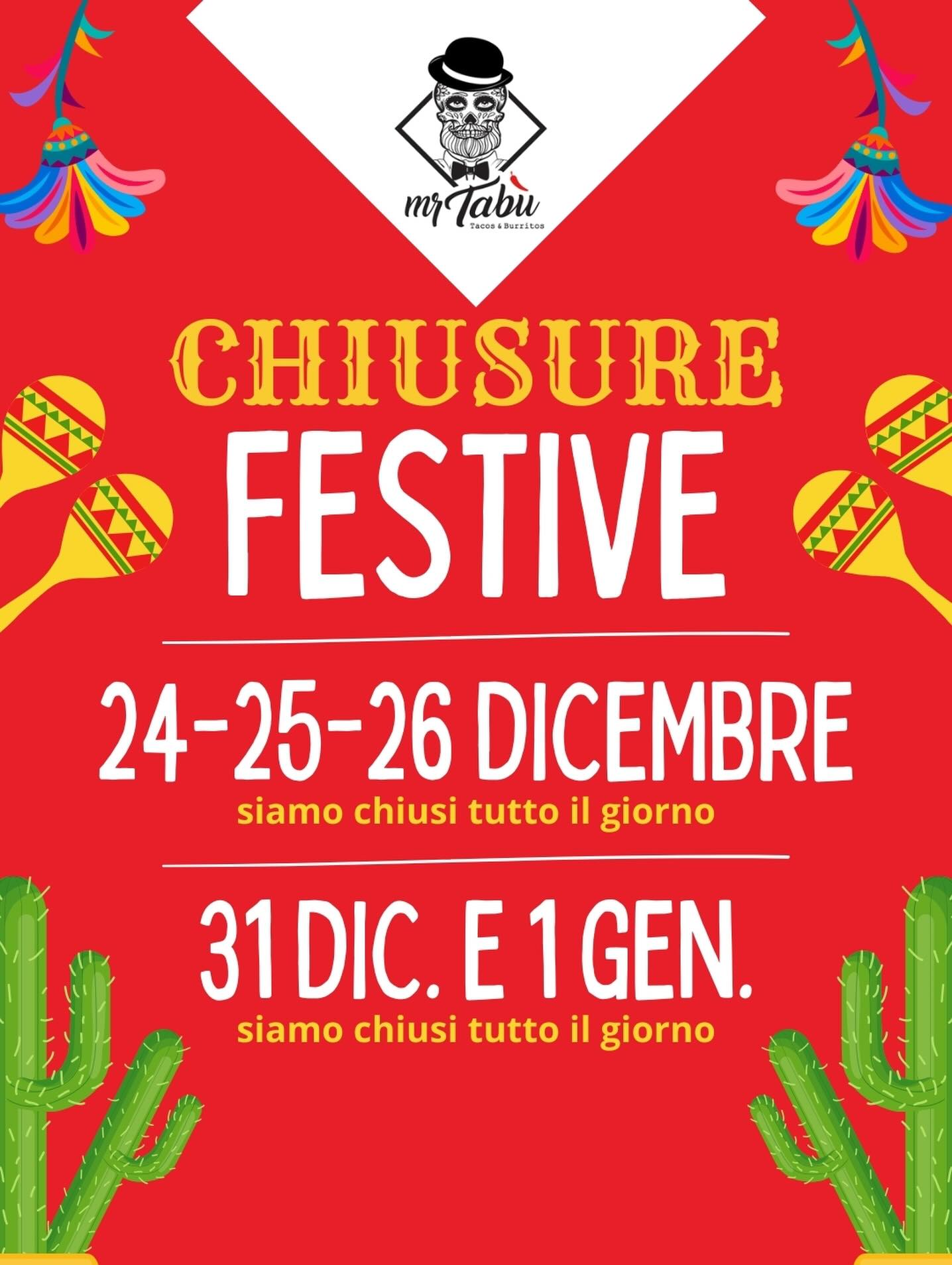 Mr Tabù vi ricorda che questi saranno i nostri giorni di chiusura, ma non preoccupatevi che ci stiamo solo caricando per il nuovo anno!
Da Mr Tabù tacos e burritos li componi tu! 🌮🌯
📍Centocelle: Via dei Castani 304
📍Ostiense: Via Pellegrino Matteucci 17
🎥: @smmackstudiosrl
.
.
.
.
#cucinanatexmex #mangiarearoma #texmex #ristorantiroma #cucinamessicana