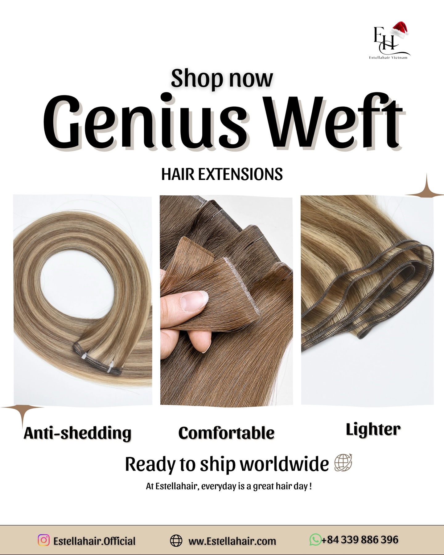 ✨ Genius Weft Hair Extensions – Premium Vietnamese Hair for Professional Salons
Designed for stylists who demand comfort, durability, and flawless results, Genius Weft Hair Extensions from Estella Hair Vietnam deliver a lighter feel without compromising volume or strength.
Made from high-quality Vietnamese human hair, Genius Weft offers a seamless blend, natural movement, and superior wear — perfect for modern salon installations.
🌟 Why Choose Genius Weft Hair?
✔ Anti-Shedding – Advanced weft construction minimizes shedding and ensures long-lasting performance
✔ Comfortable & Flexible – Ultra-thin weft for a comfortable, natural feel on the scalp
✔ Lighter Weight – Ideal for full installs without added heaviness
✔ Natural Look – Blends effortlessly with natural hair for a flawless finish
✔ 100% Human Hair – Soft, smooth, and easy to style
🌍 Ready to Ship Worldwide
Our Genius Weft Hair is ready to ship globally, trusted by salons and hair professionals across the US and international markets.
👉 Shop now at EstellaHair.com and make every day a great hair day.
🌐 Website:
www.estellahair.com
📱 WhatsApp:
https://wa.me/+84339886396
📧 Email:
Estellahairvietnam@gmail.com
📸 Instagram:
@estellahair.official
#estellahair #estellahairvietnam #estellahairextensions
#hairindustry #hairsupplier hairsalon
salonowner hairstylist
professionalhair salonlife hairprofessional
geniusweft wefthair vietnamesehair hairex