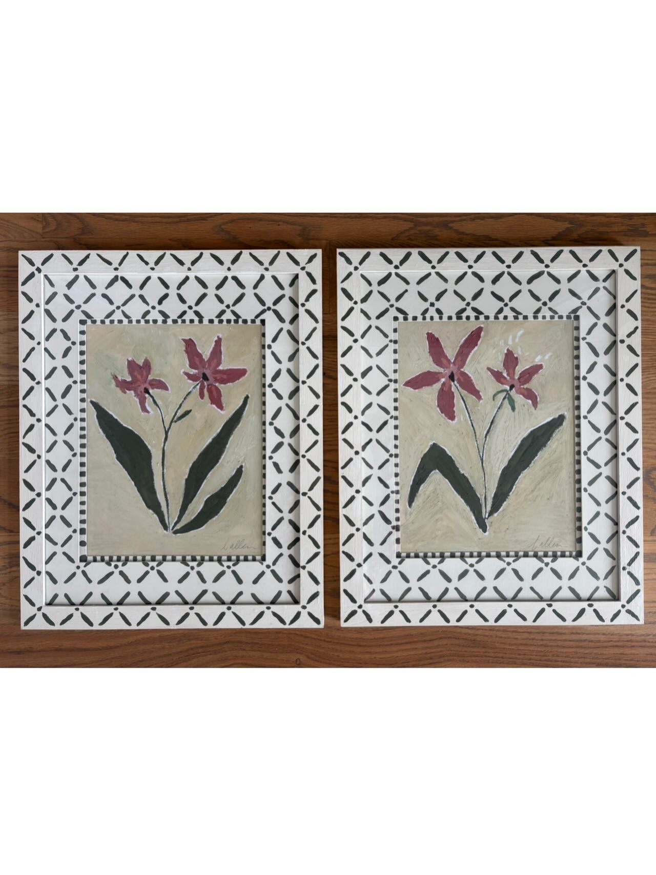 SOLD
Pair of painted frames and matching mats, and original 11"x14" oil painting
16"x20" overall for each
DM for price