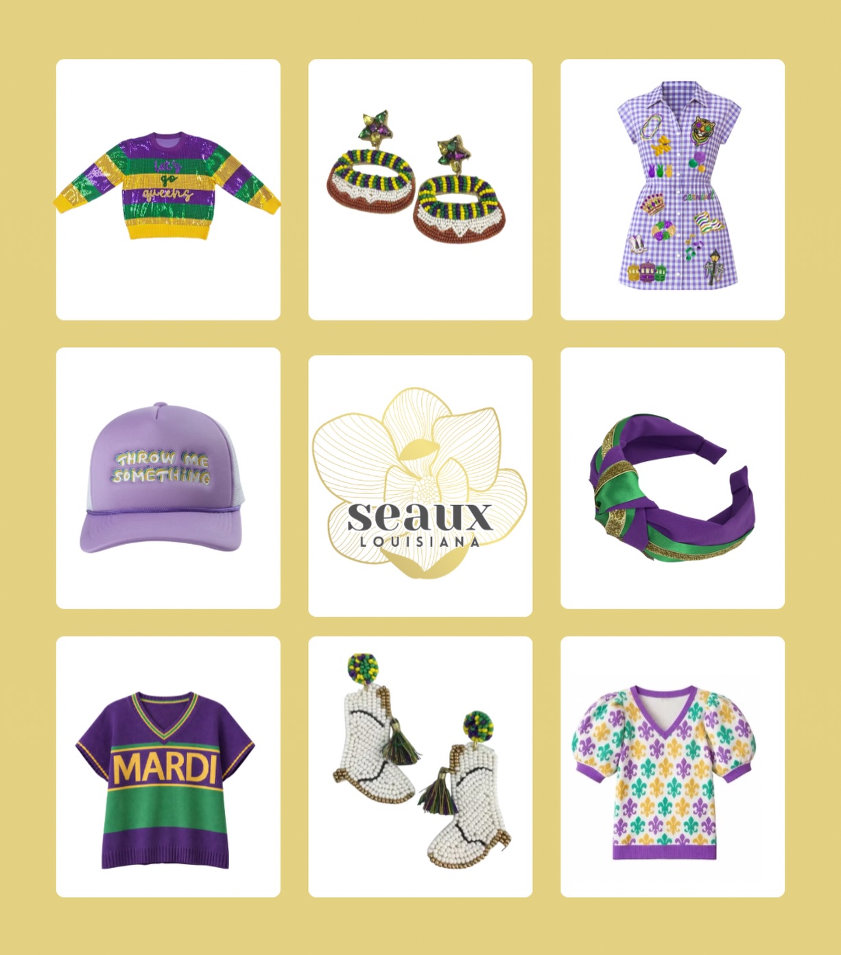 Introducing the Seaux Louisiana “LET THE GOOD TIMES ROLL” Collection—a curated lineup of Mardi Gras inspired apparel designed to celebrate the bold spirit, culture, and joy of Louisiana. From statement-making styles to parade-ready favorites, each piece is thoughtfully selected to carry you through every celebration in true Seaux Louisiana fashion.
👉 Shop the collection now at seauxlouisiana.com
#seauxlouisiana #mardigrasstyle #mardigras #shopsmall #louisianagirl